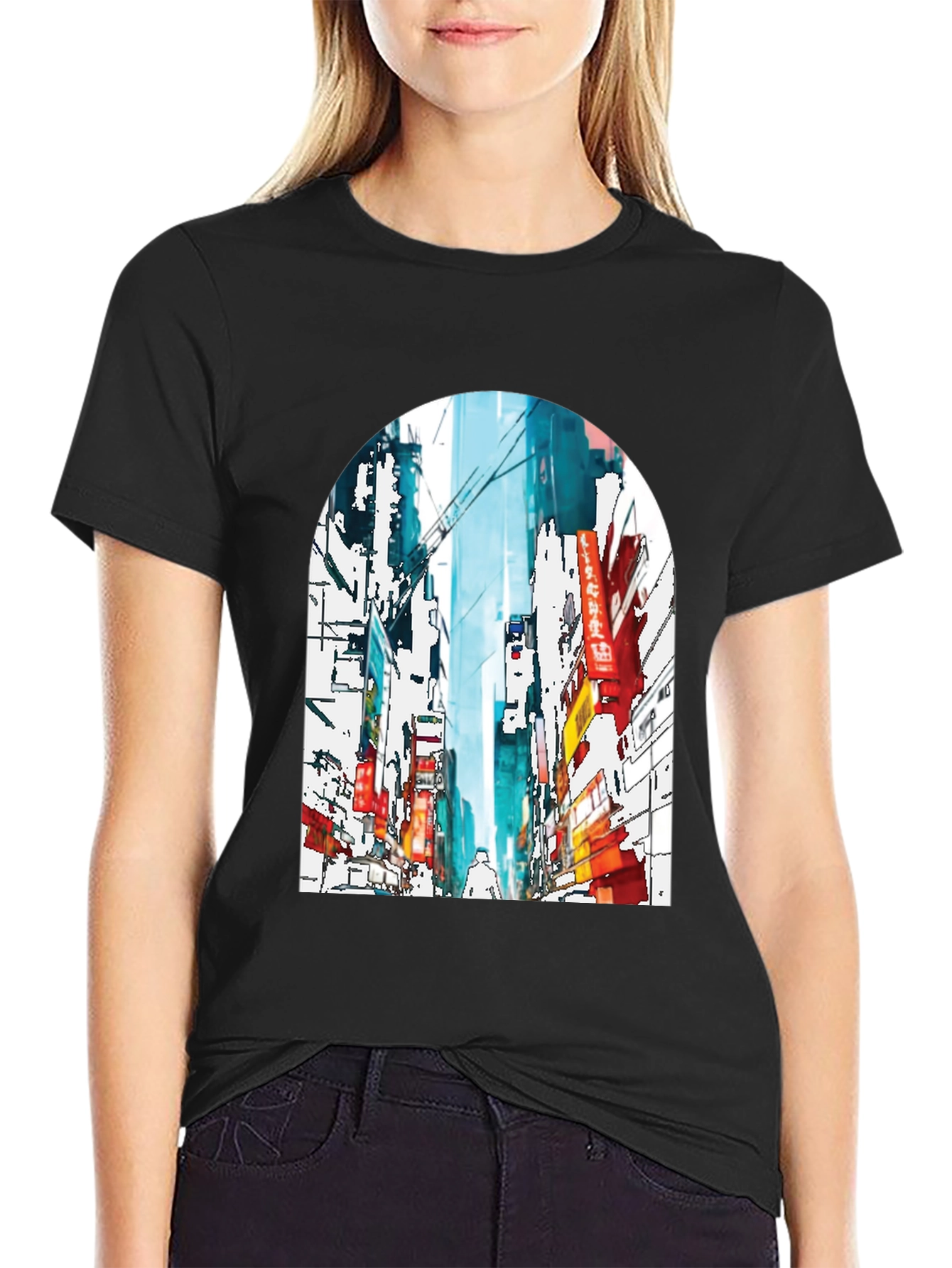 Watercolor Cityscape Graphic T-Shirt