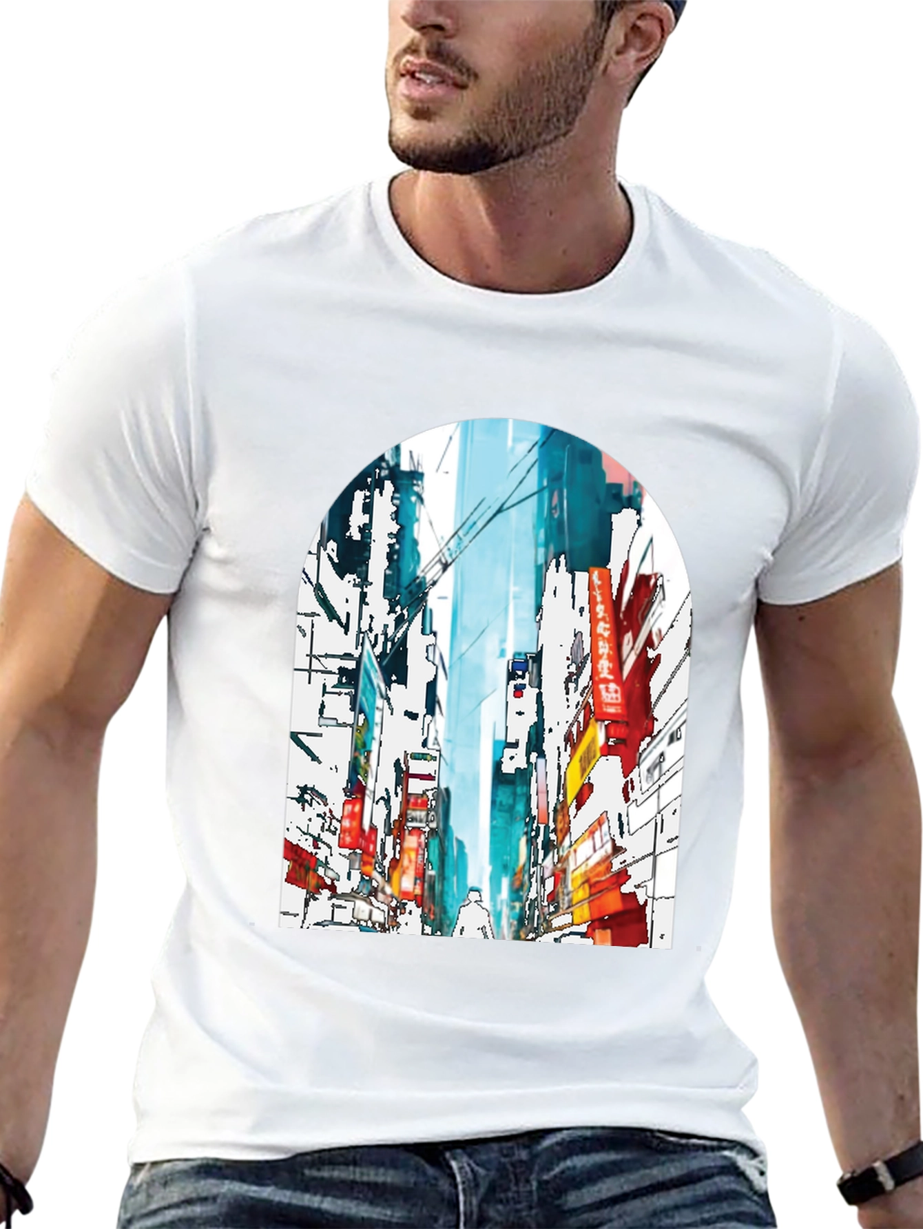 Watercolor Cityscape Graphic T-Shirt