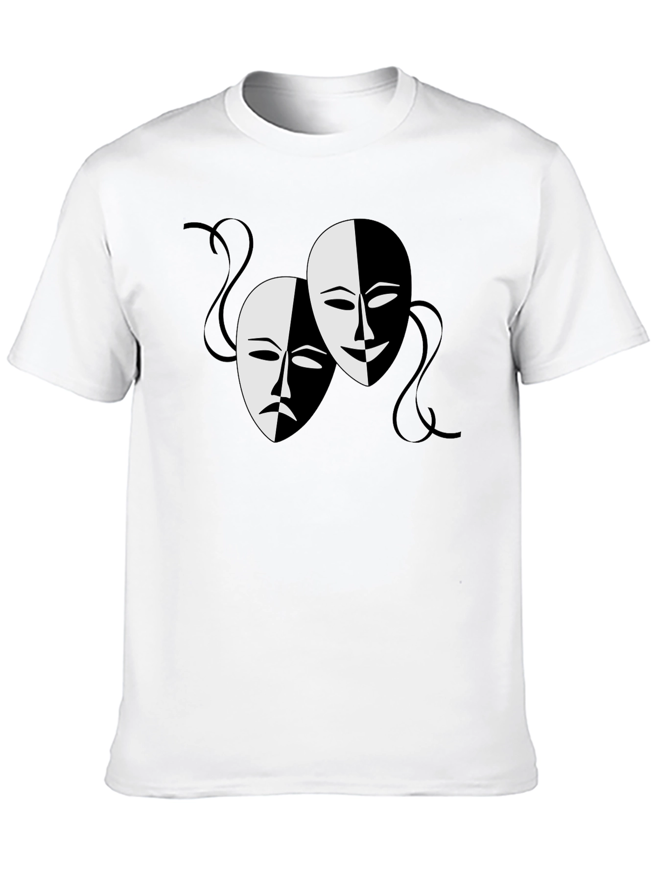 Comedy and Tragedy Masks Graphic Tee - Black