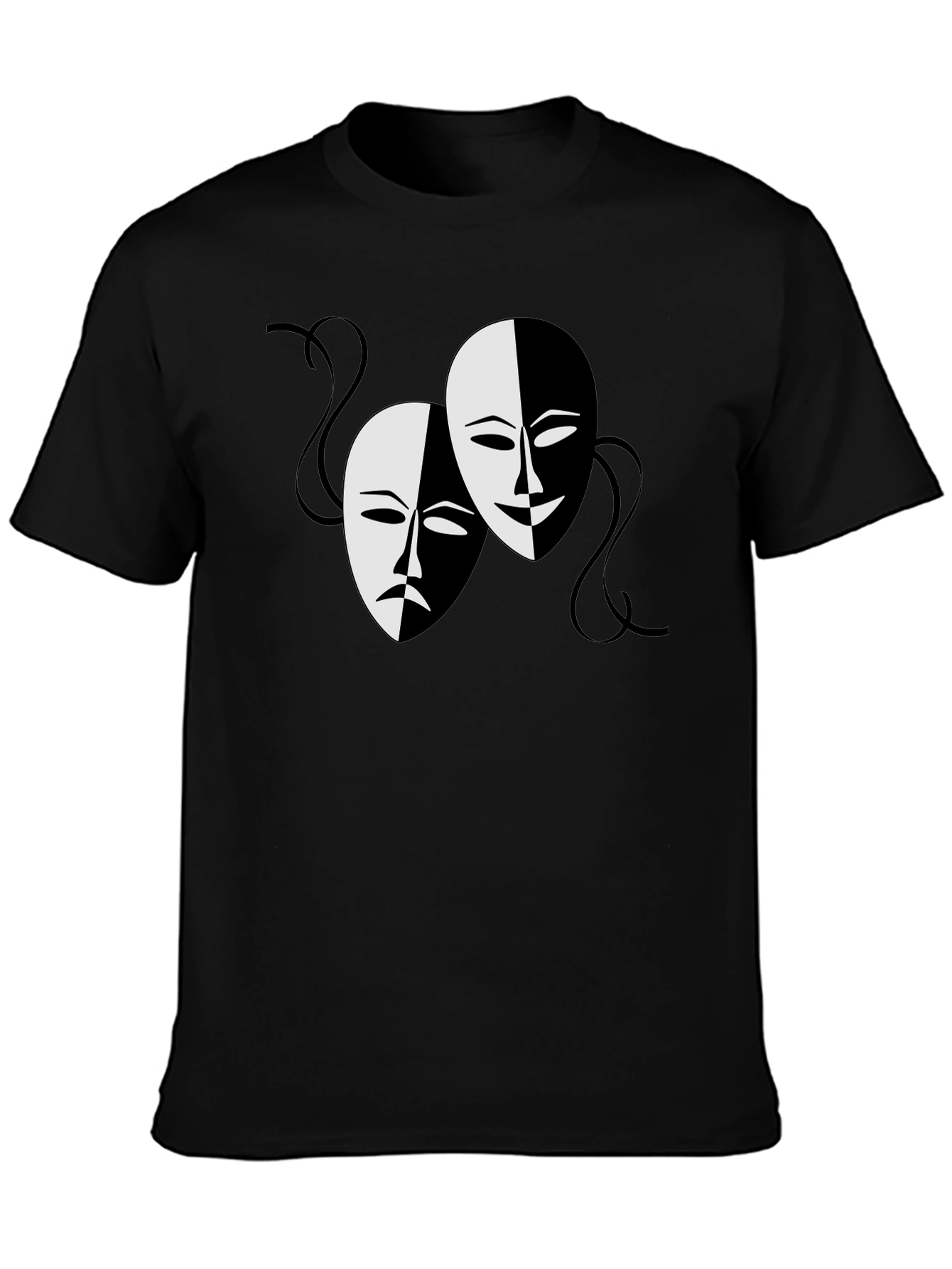 Comedy and Tragedy Masks Graphic Tee - Black
