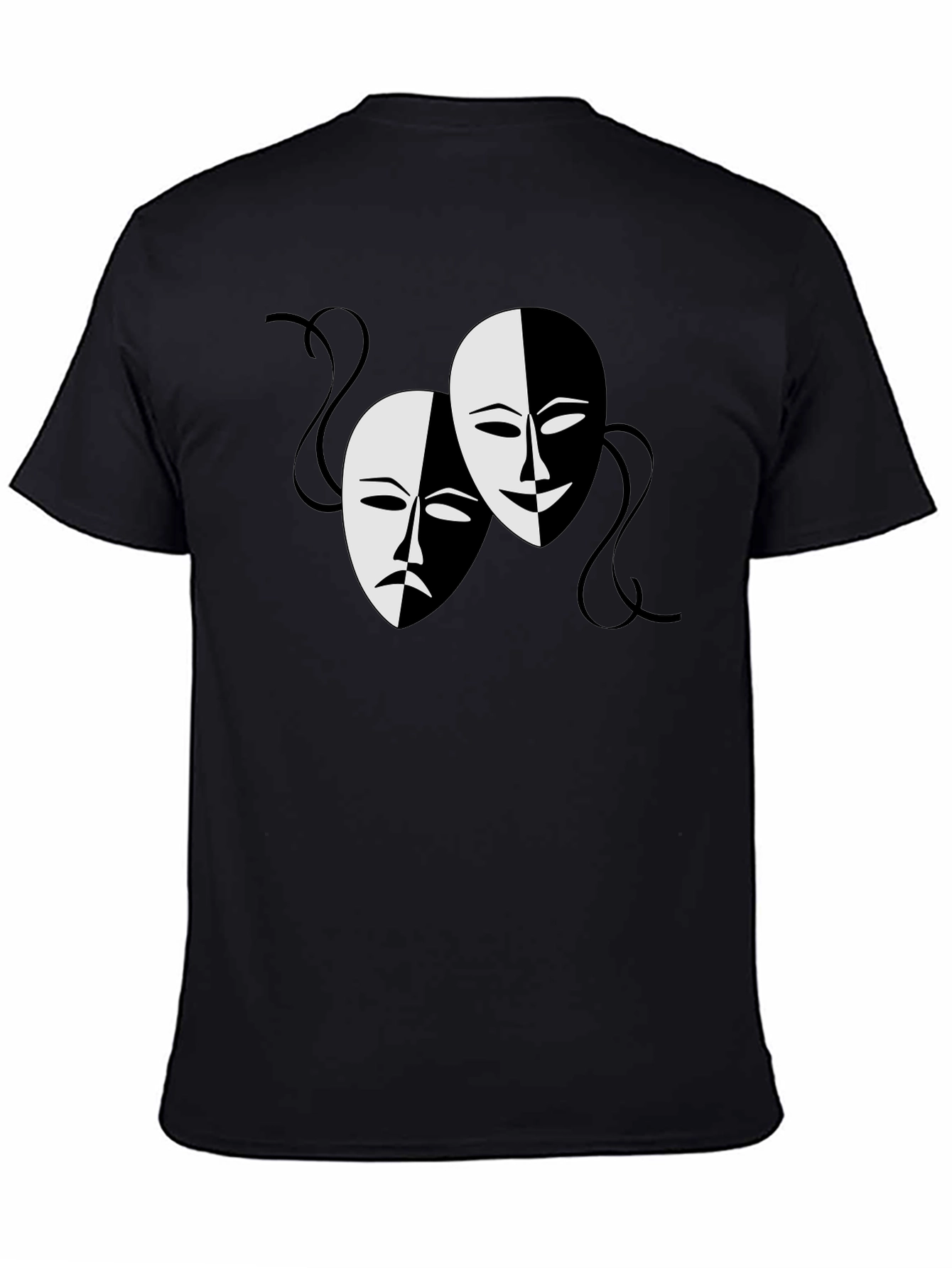 Comedy and Tragedy Masks Graphic Tee - Black