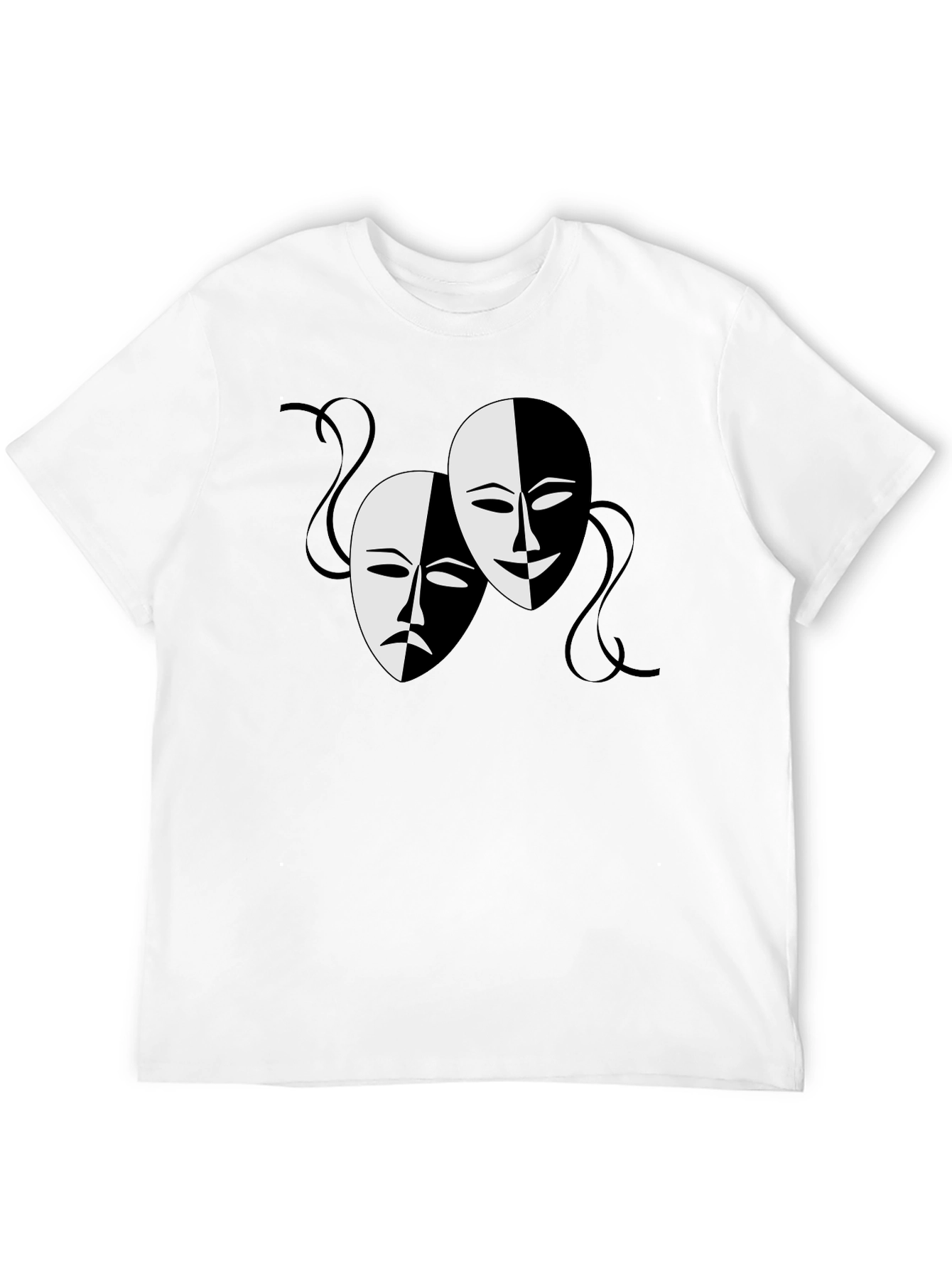 Comedy and Tragedy Masks Graphic Tee - Black