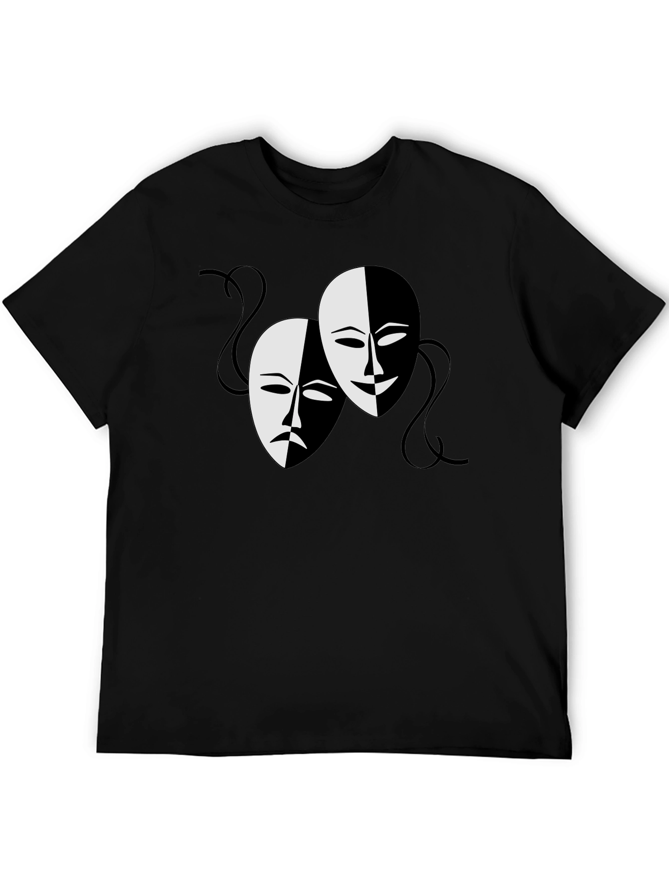 Comedy and Tragedy Masks Graphic Tee - Black