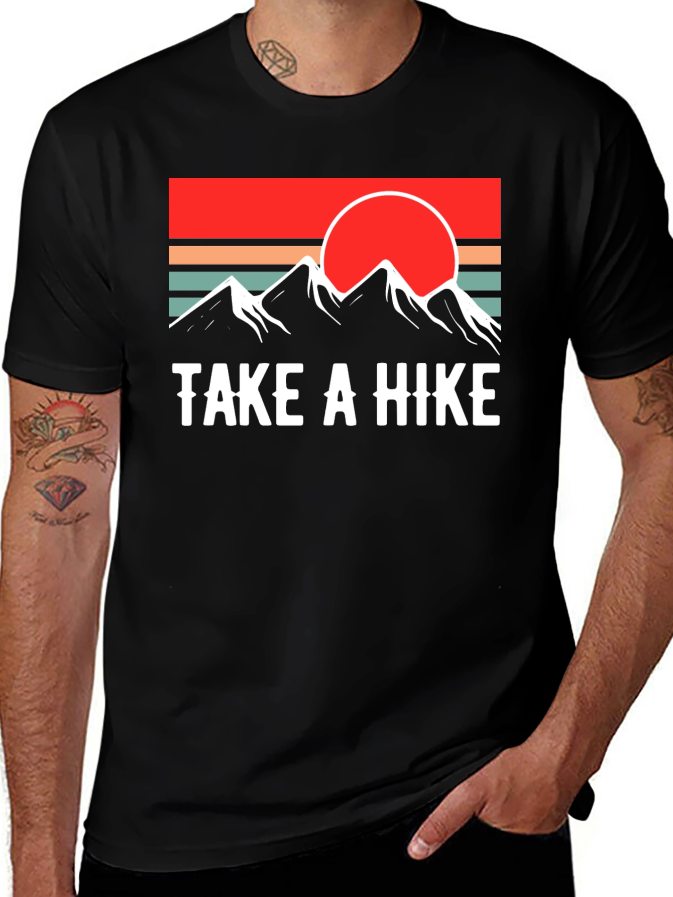 Take A Hike Graphic Tee - Retro Mountain Sunset