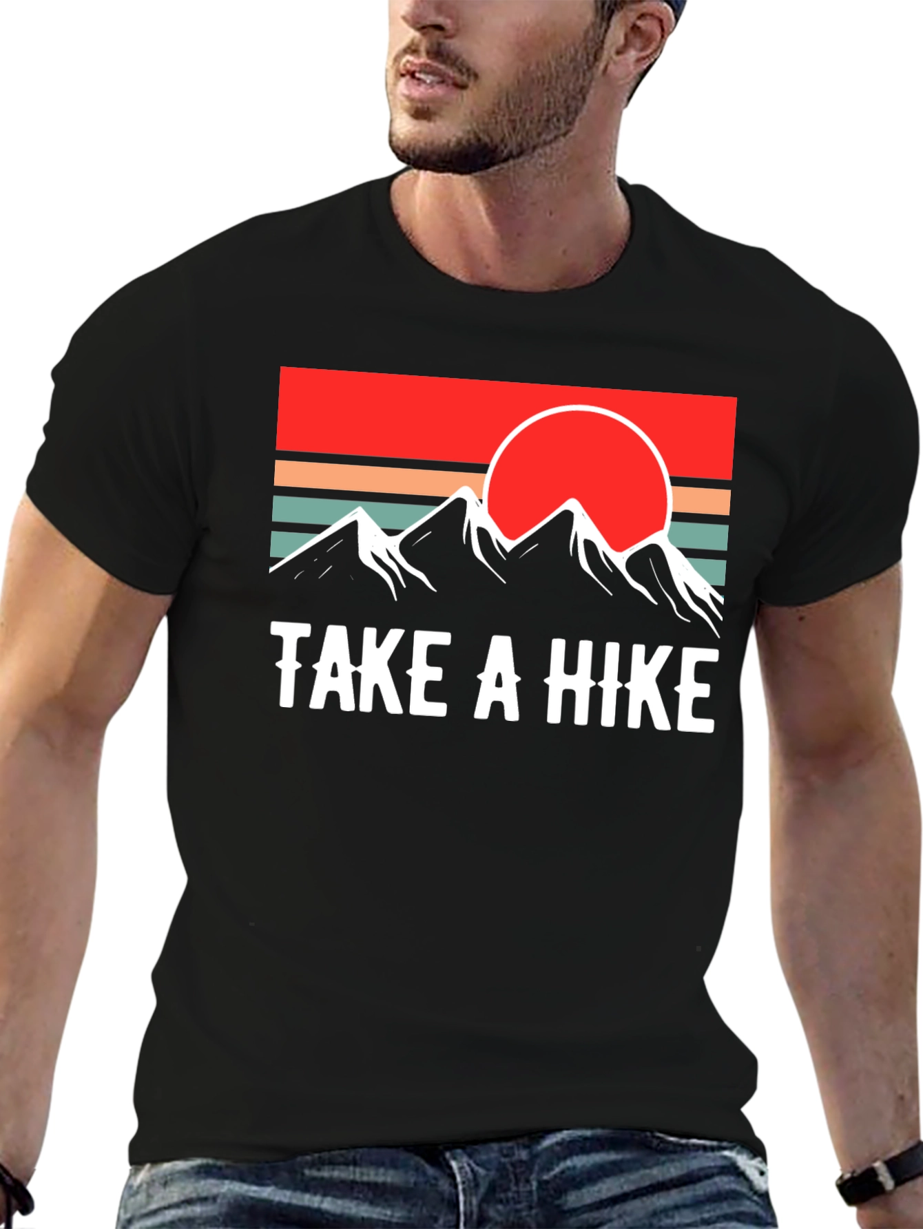Take A Hike Graphic Tee - Retro Mountain Sunset