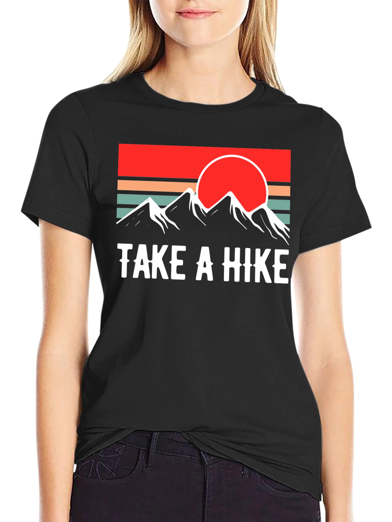 Take A Hike Graphic Tee - Retro Mountain Sunset