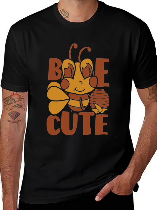 Bee Cute Graphic Print Tee - Black Cotton Blend T-Shirt