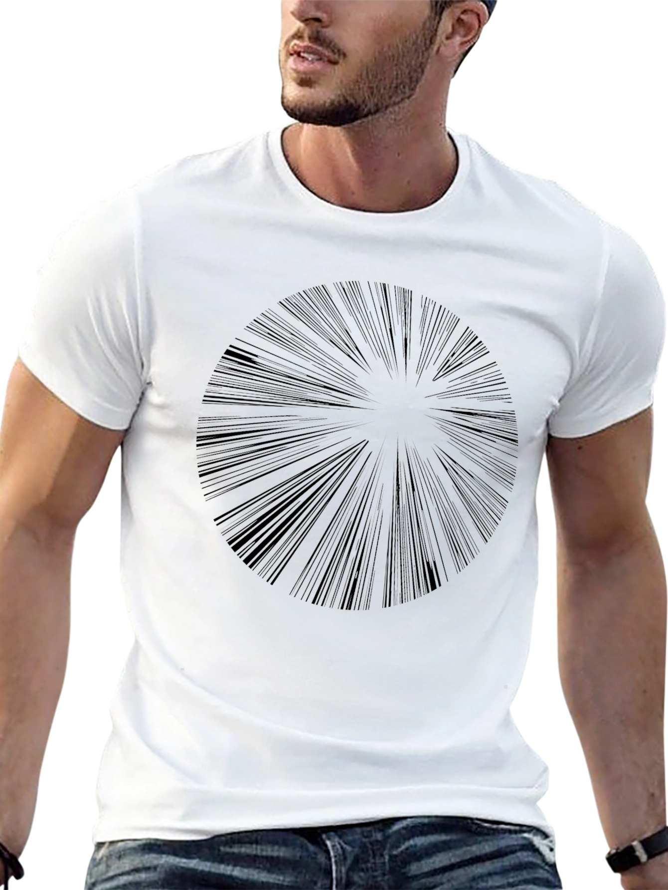 Abstract Radial Burst Black T-Shirt