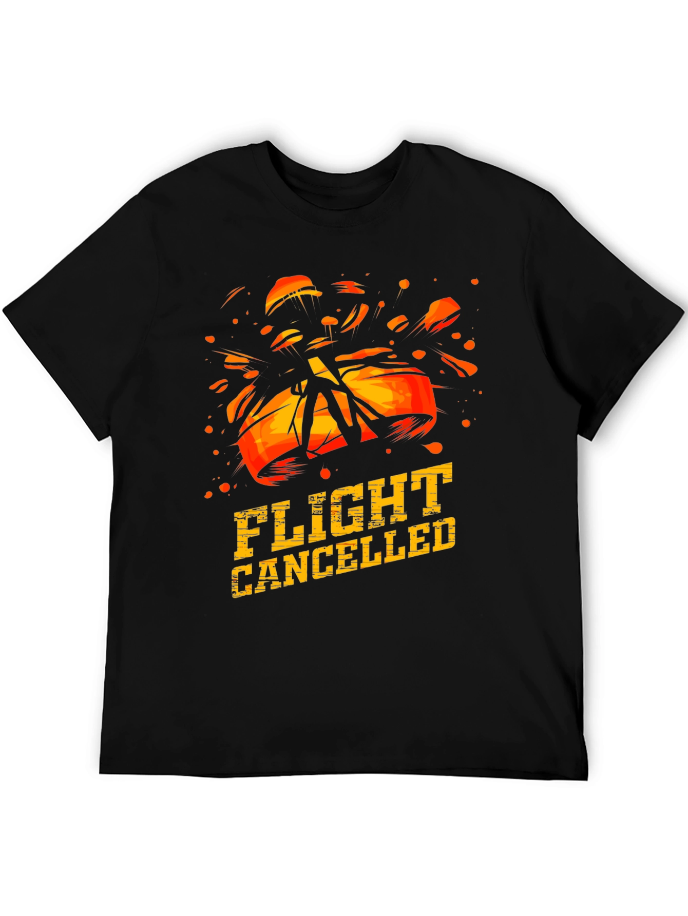 Flight Cancelled Graphic T-Shirt - Black Crew Neck Tee