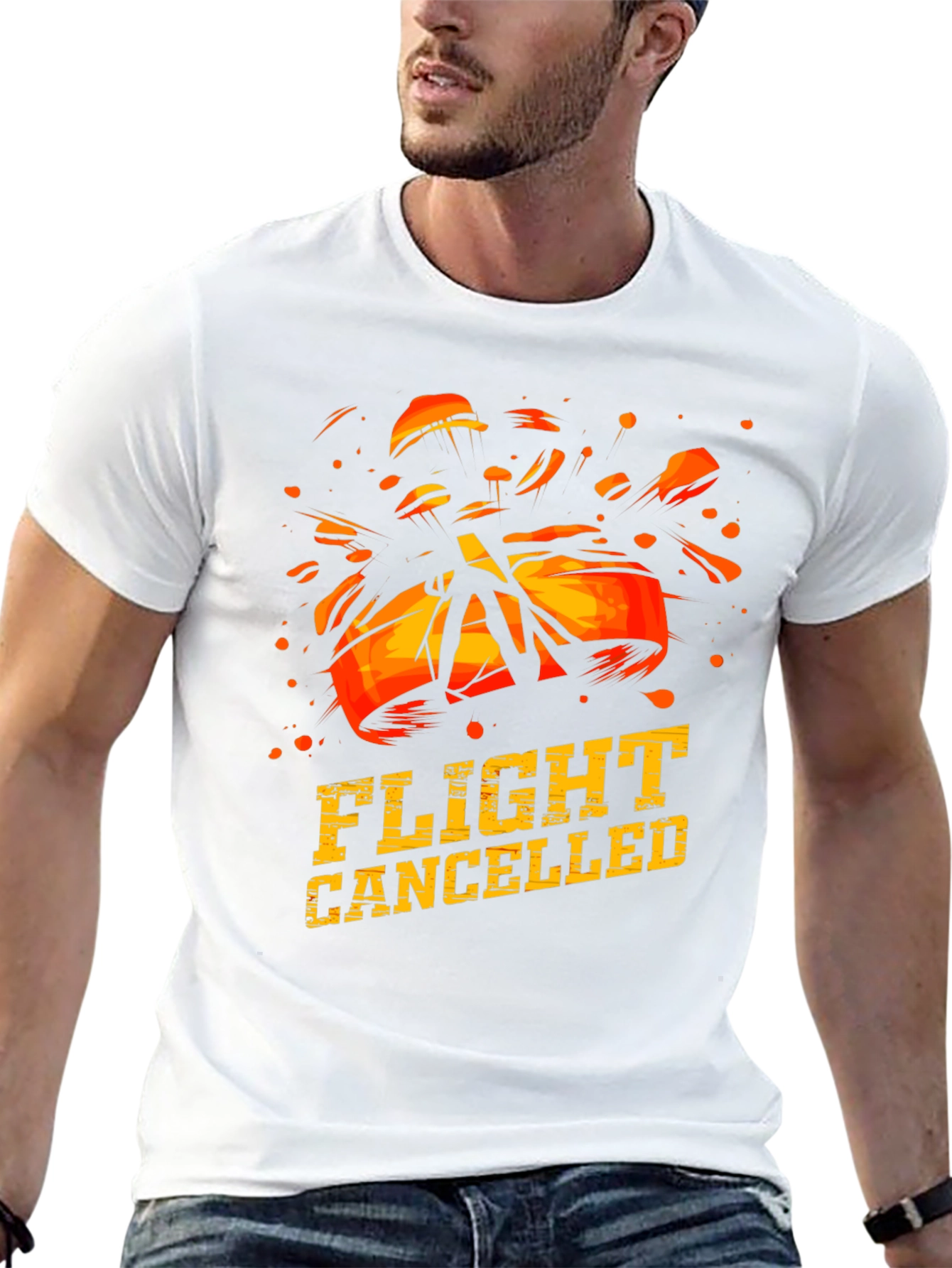 Flight Cancelled Graphic T-Shirt - Black Crew Neck Tee