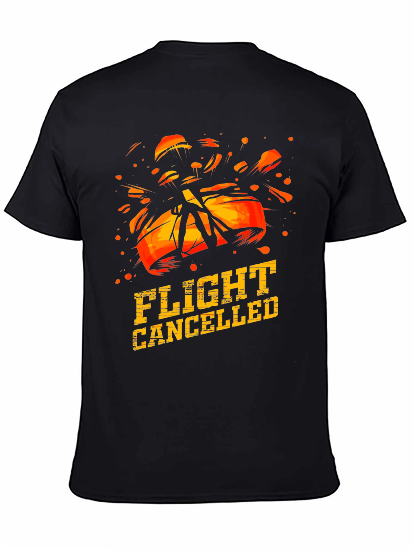 Flight Cancelled Graphic T-Shirt - Black Crew Neck Tee