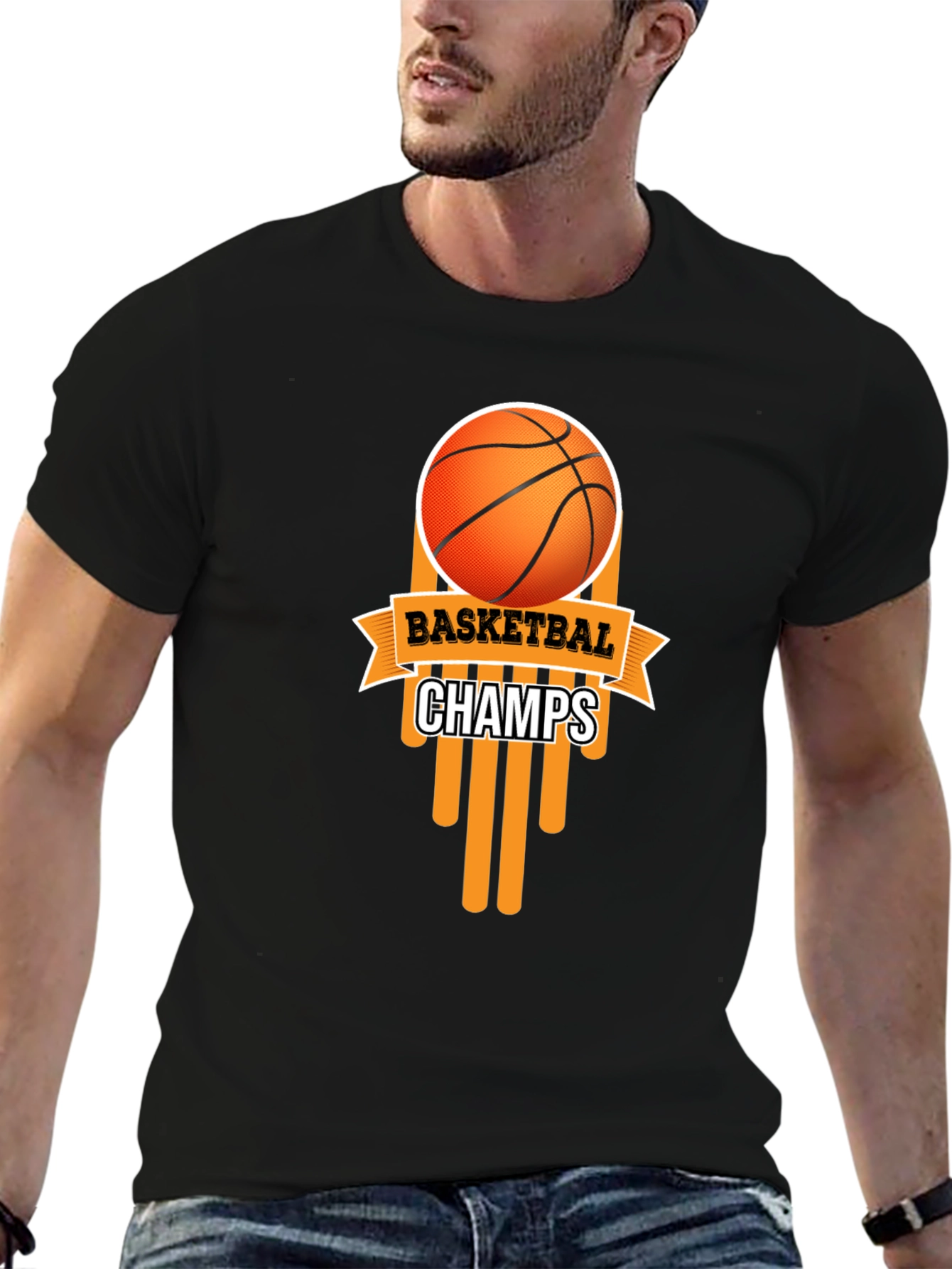Basketball Champs Black Graphic T-Shirt