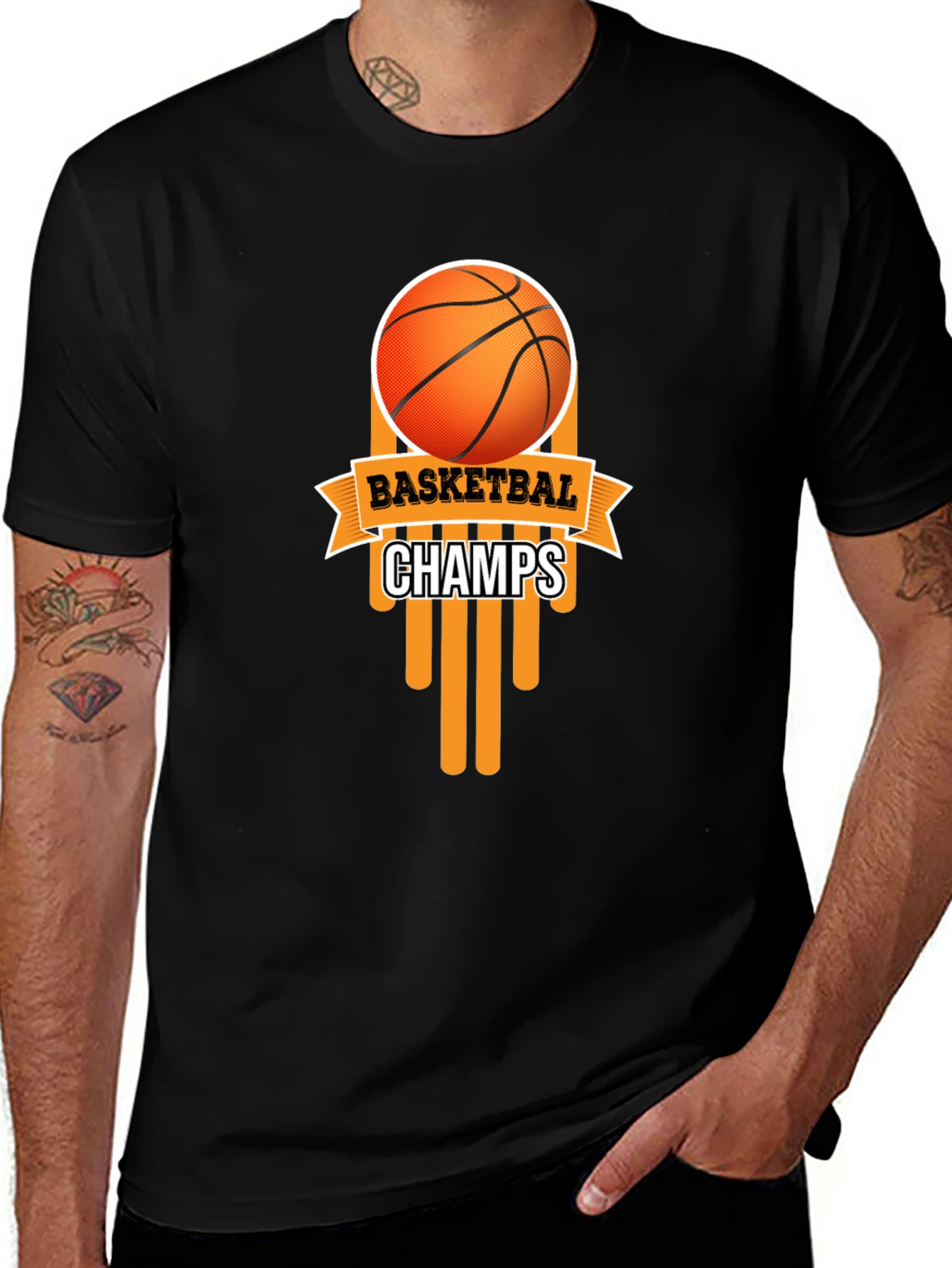 Basketball Champs Black Graphic T-Shirt