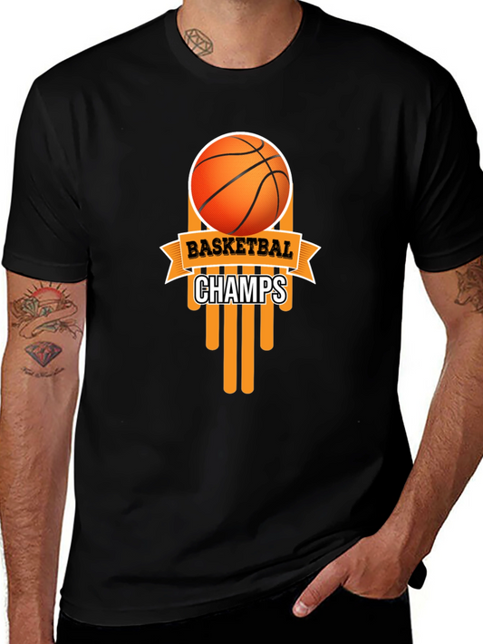 Basketball Champs Black Graphic T-Shirt
