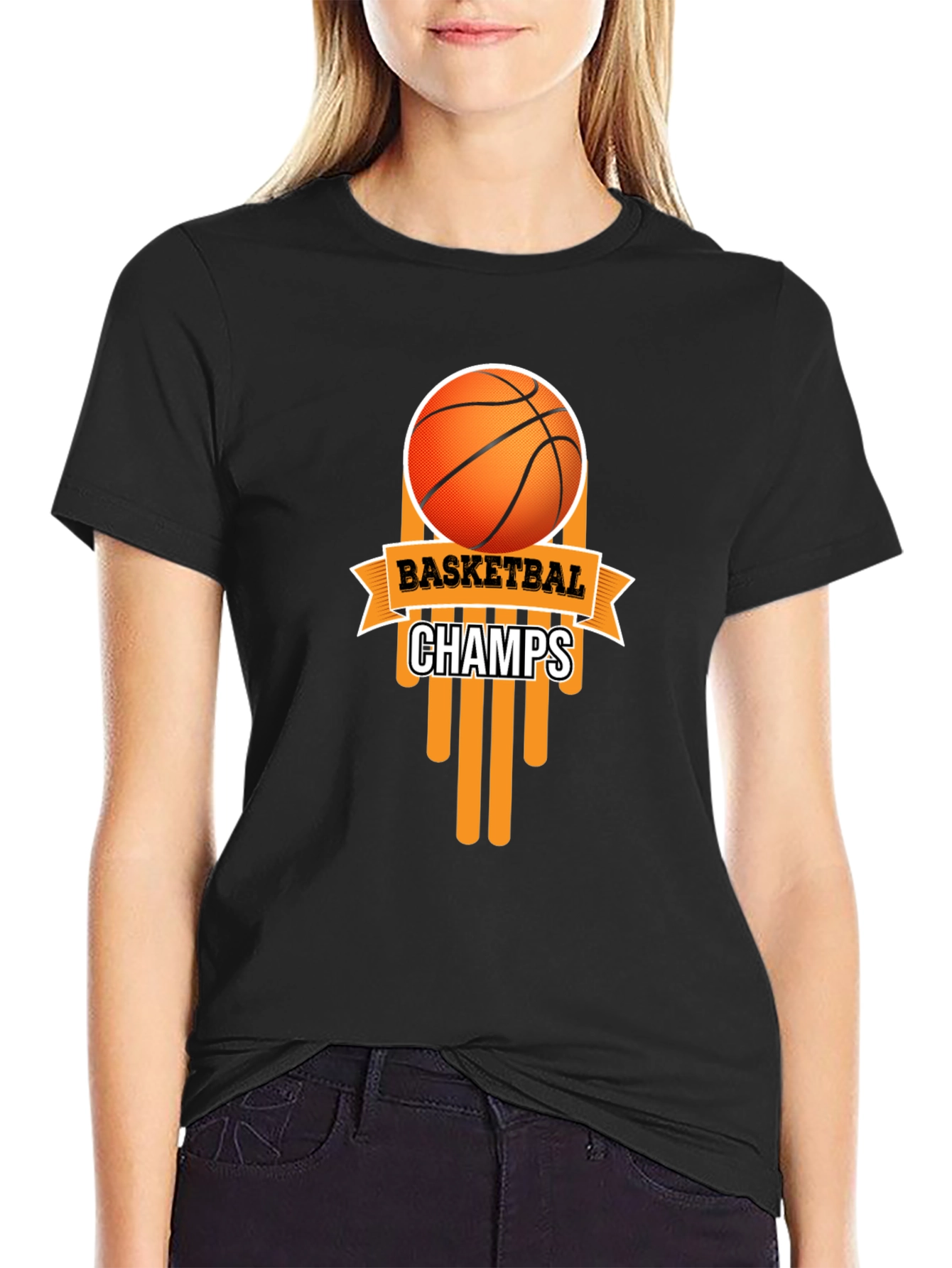 Basketball Champs Black Graphic T-Shirt