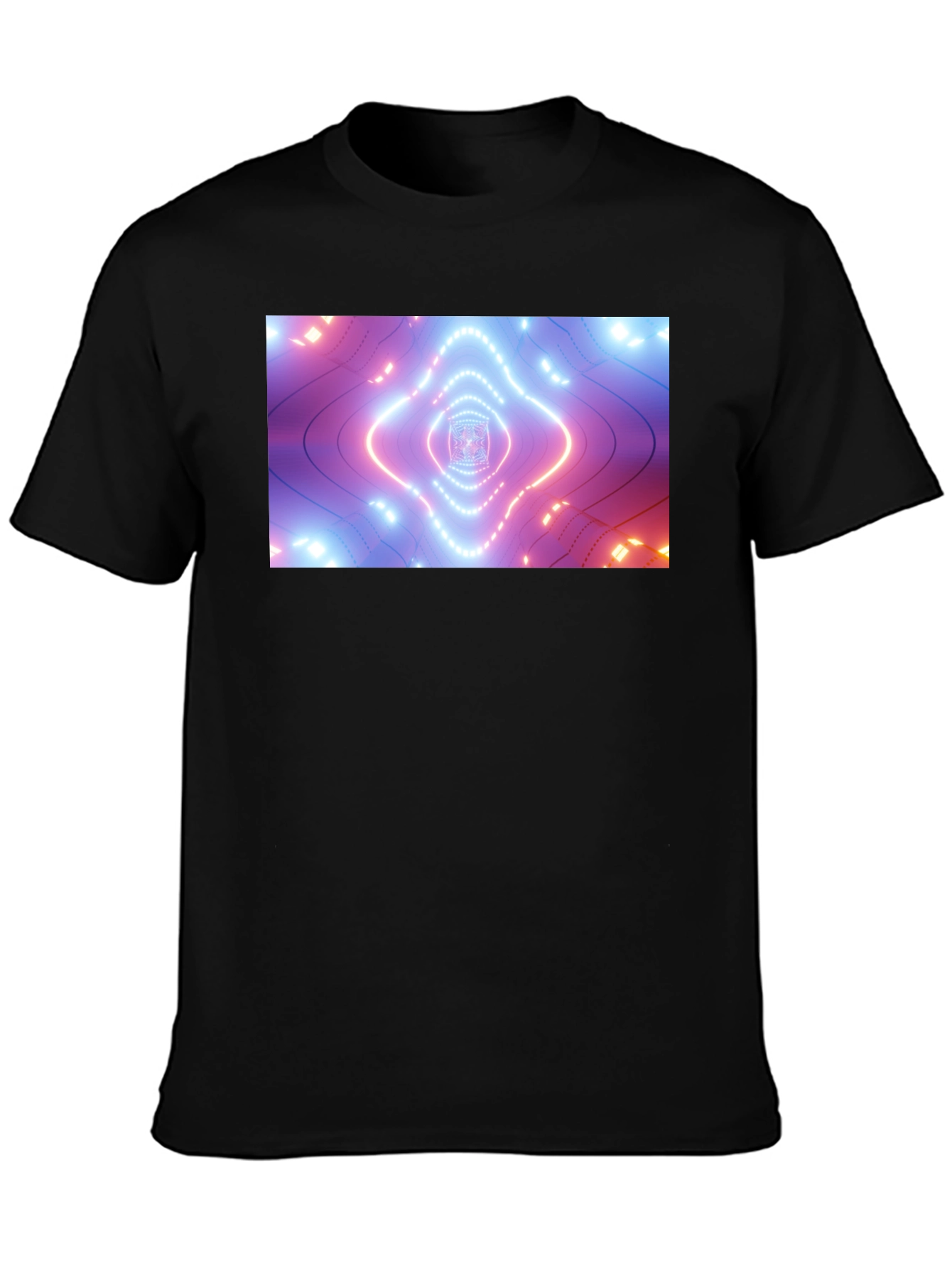 Abstract Neon Tunnel Black T-Shirt