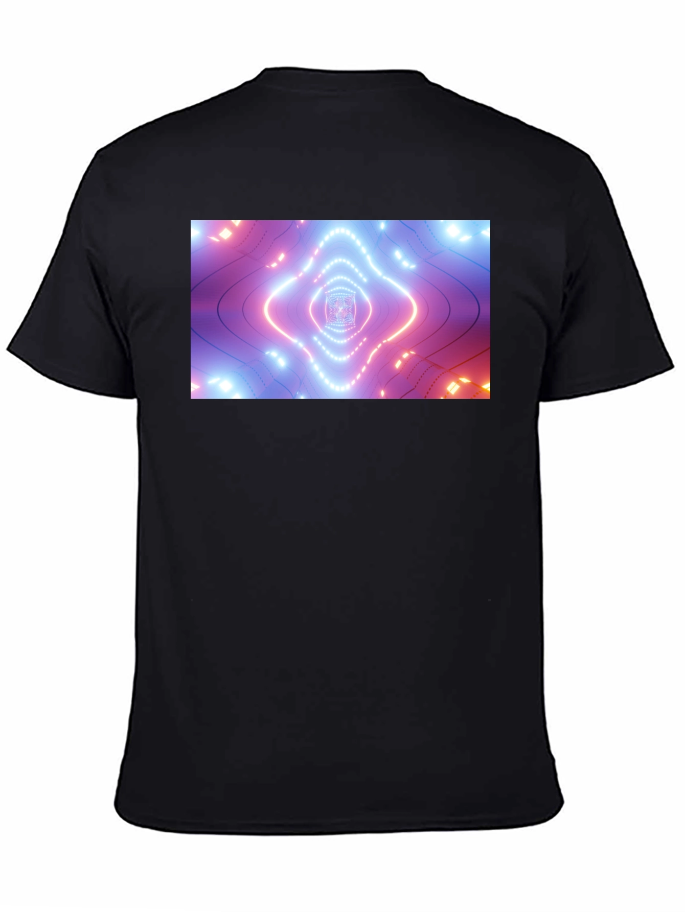 Abstract Neon Tunnel Black T-Shirt