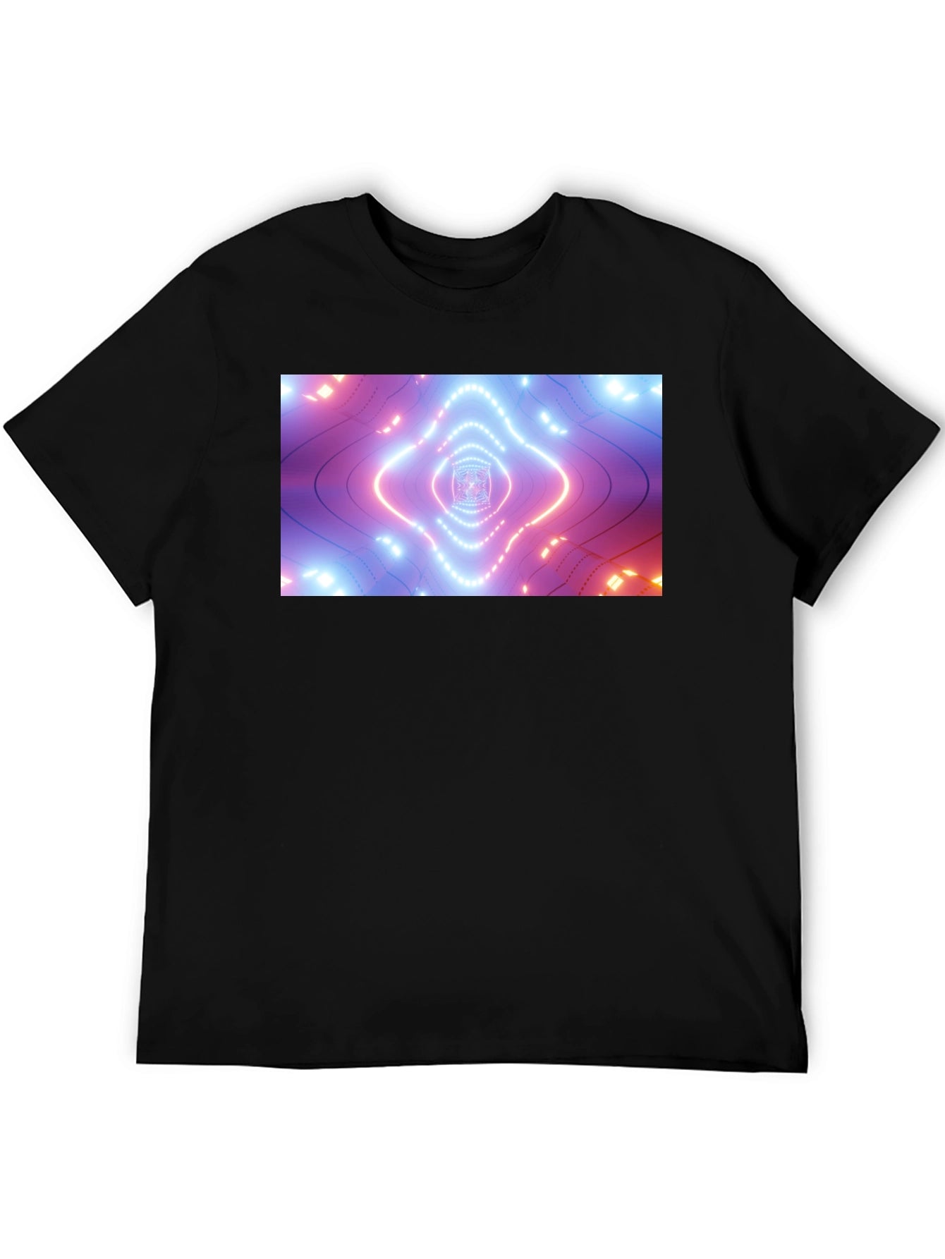 Abstract Neon Tunnel Black T-Shirt