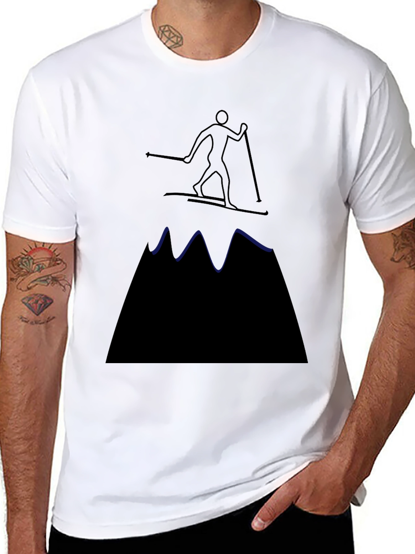 Ski Mountain Graphic Tee - Black Cotton T-Shirt