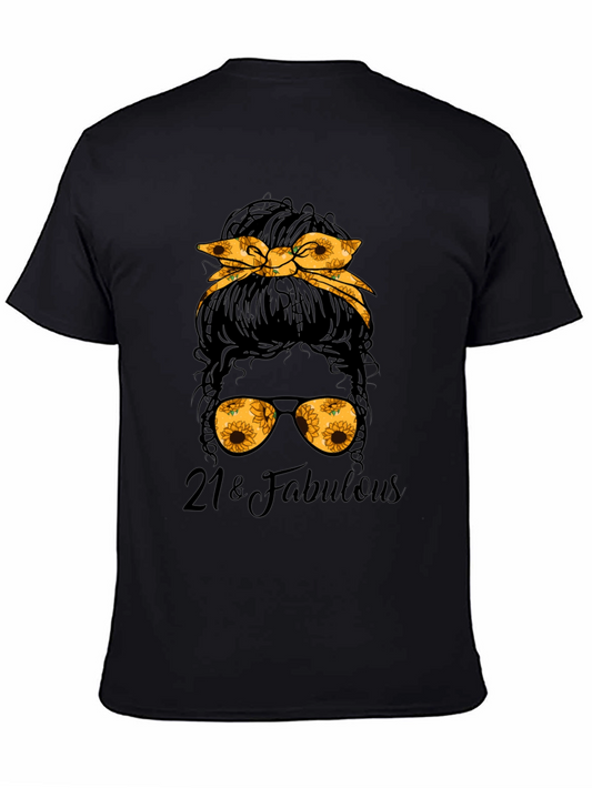 21 & Fabulous Messy Bun Sunflower Graphic Tee