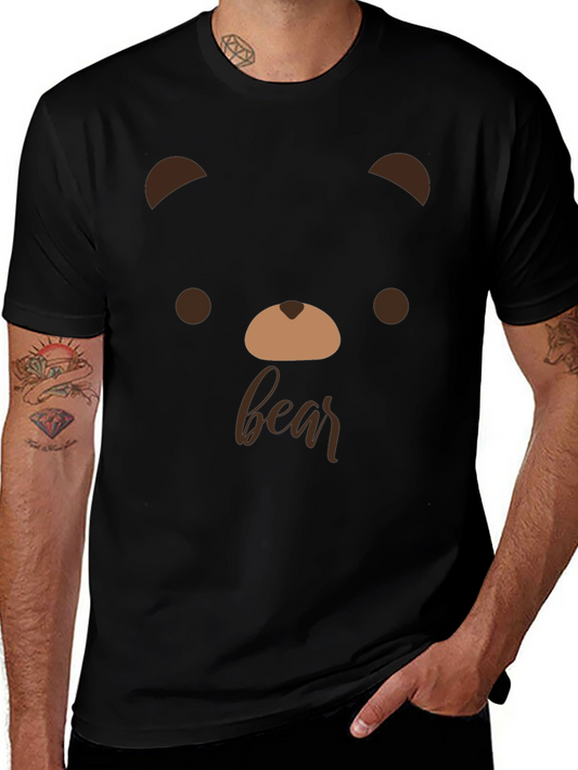 Cute Bear Face Graphic Tee - Soft Cotton T-Shirt