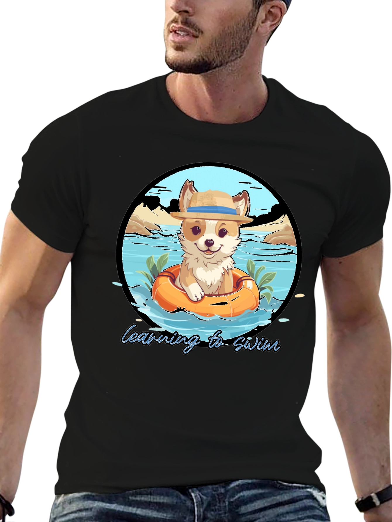 Cute Dog Learning to Swim T-Shirt