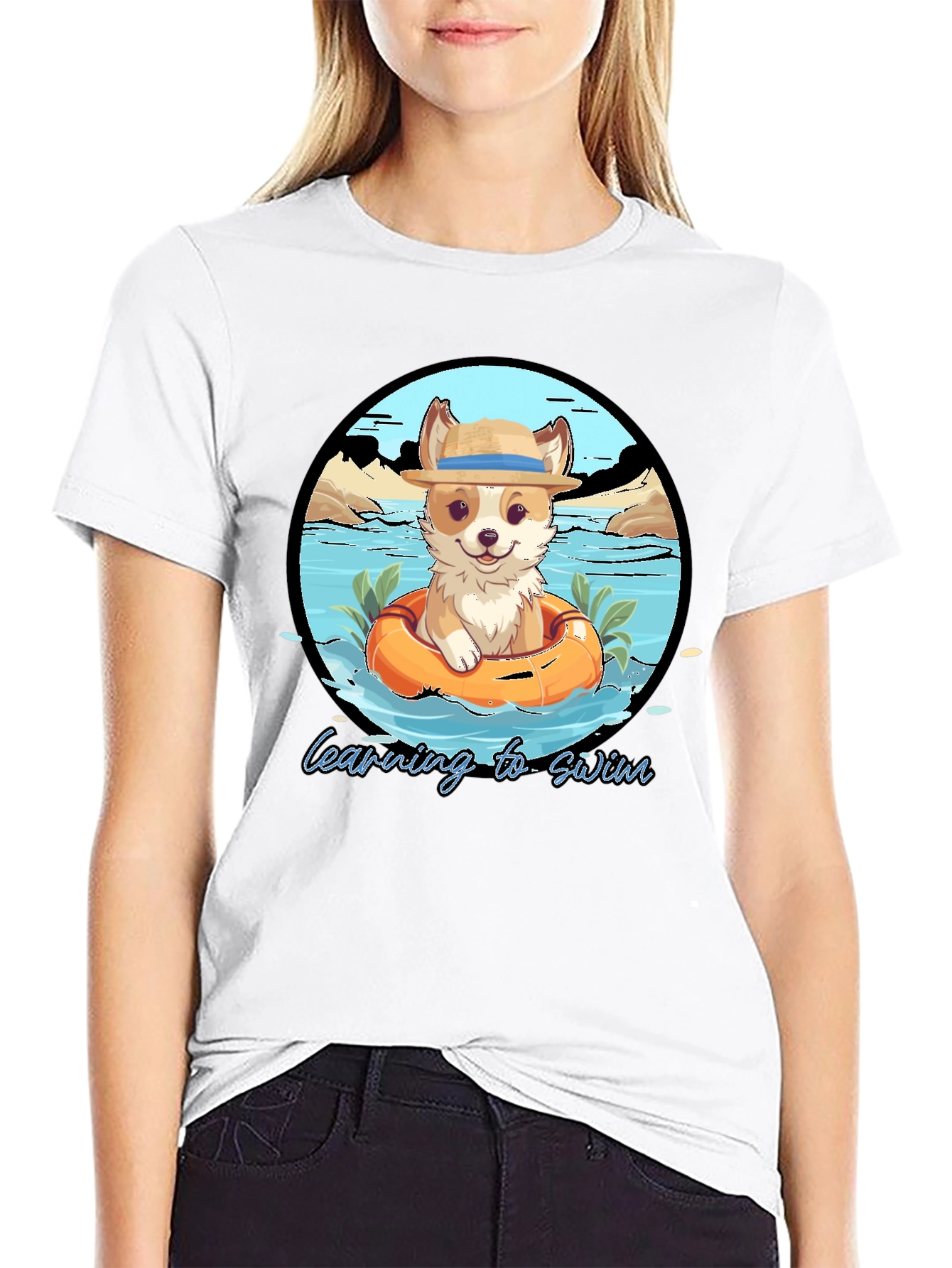 Cute Dog Learning to Swim T-Shirt