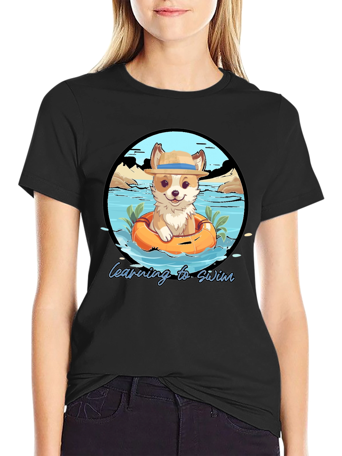 Cute Dog Learning to Swim T-Shirt