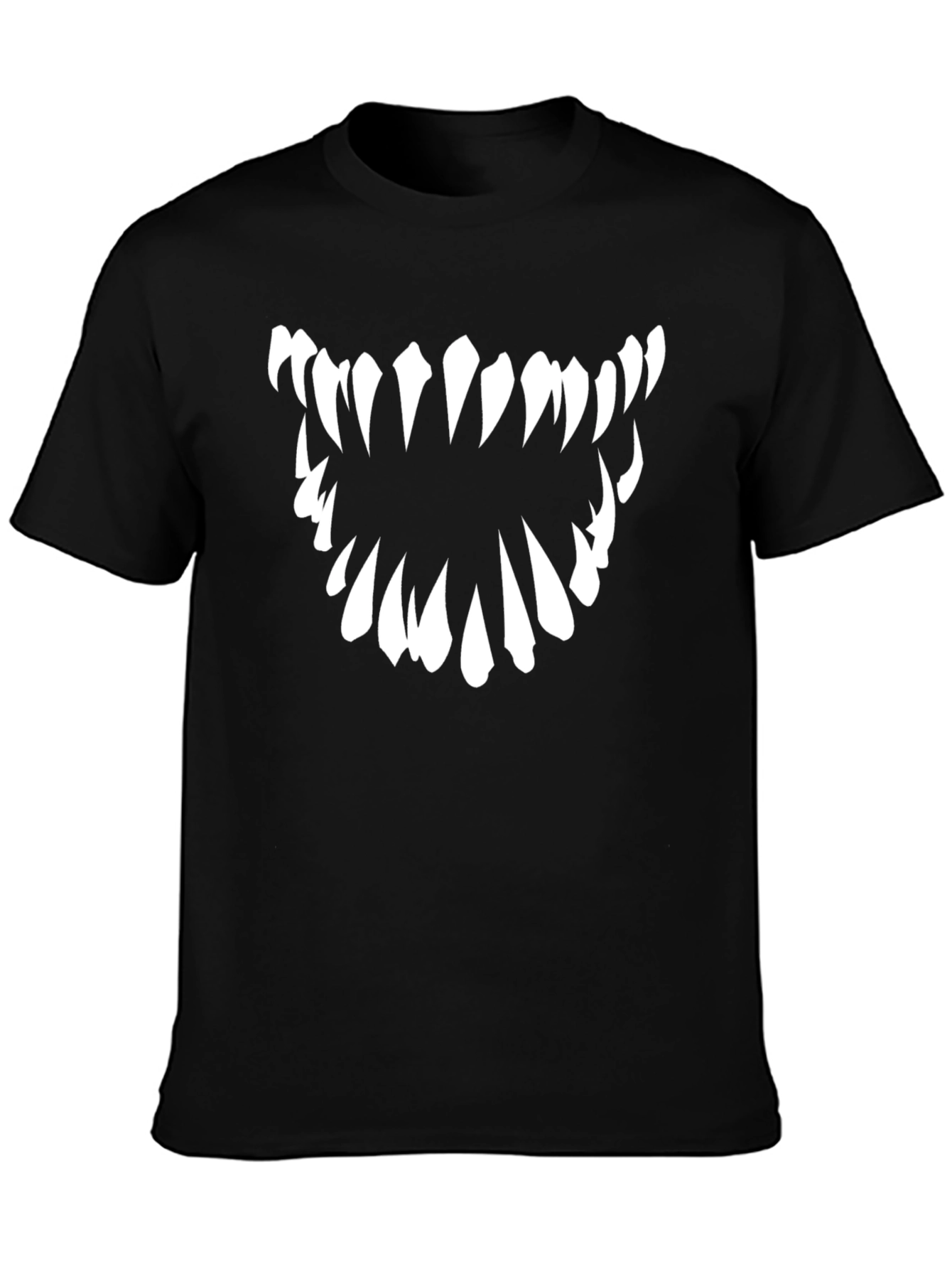 Monster Teeth Graphic Tee - Black Cotton T-Shirt
