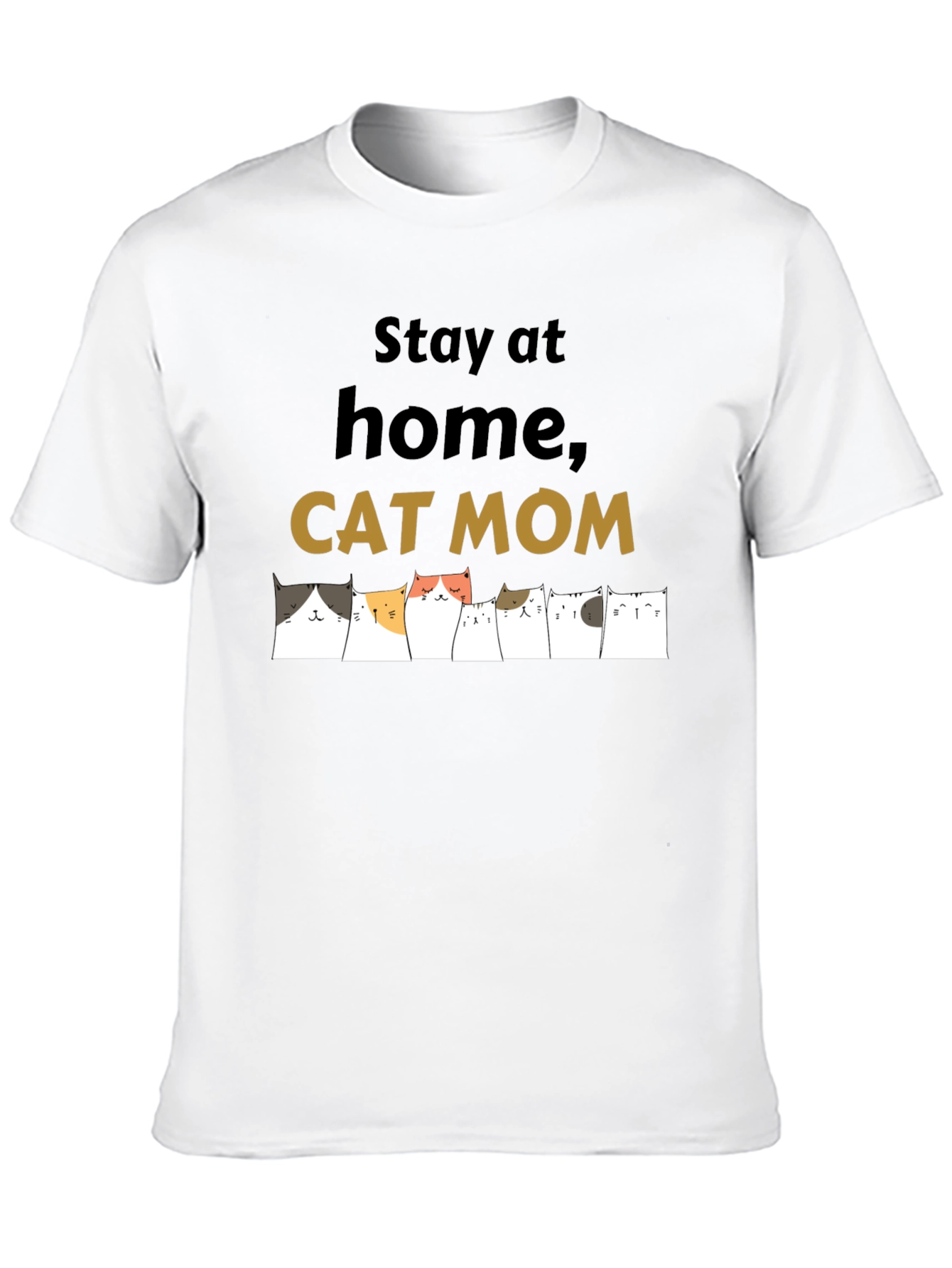 Stay at Home Cat Mom Black T-Shirt