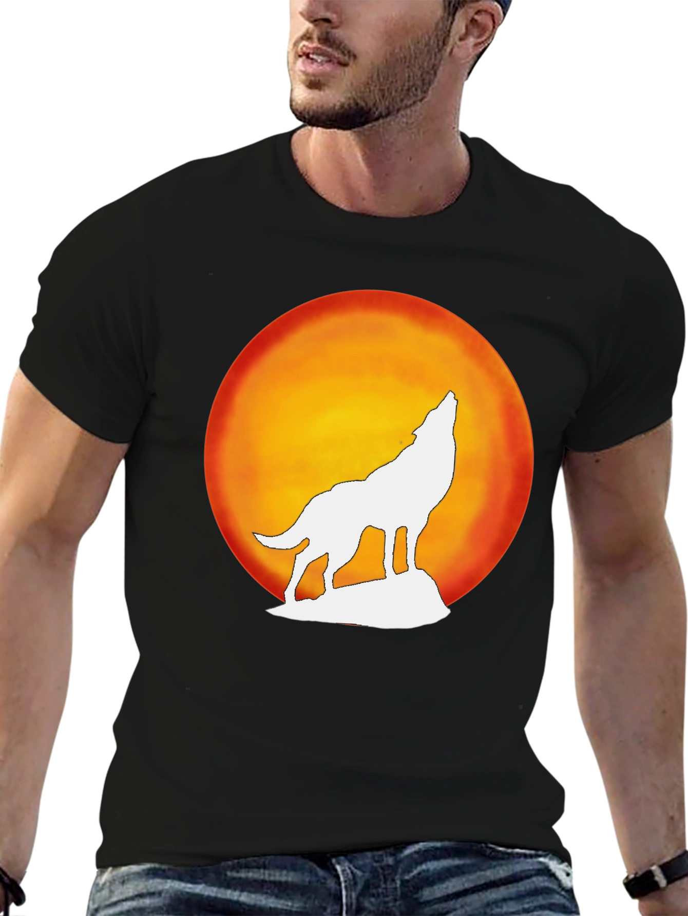 Wolf Howling Moon Graphic Tee