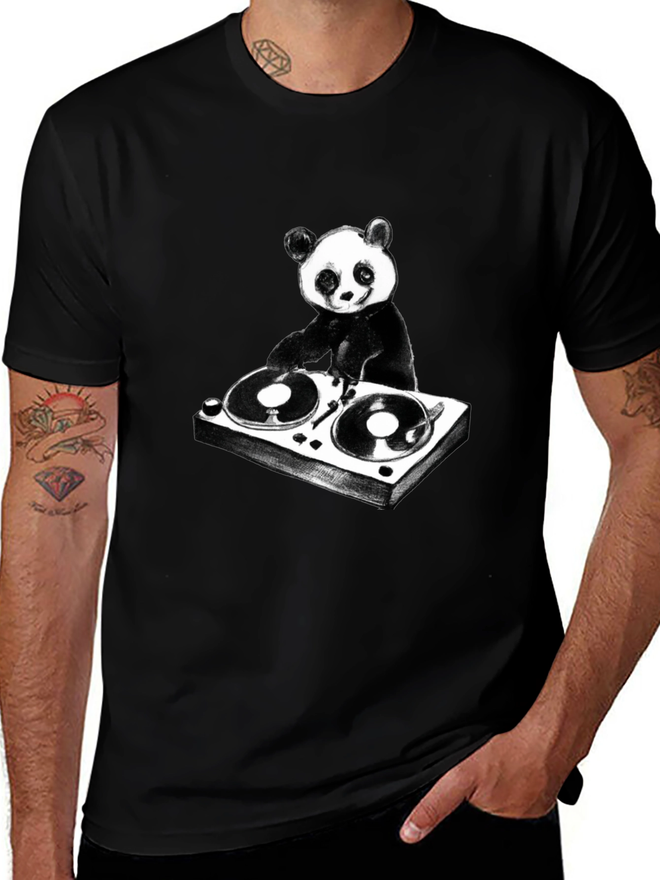 DJ Panda Graphic T-Shirt - Black Cotton Tee