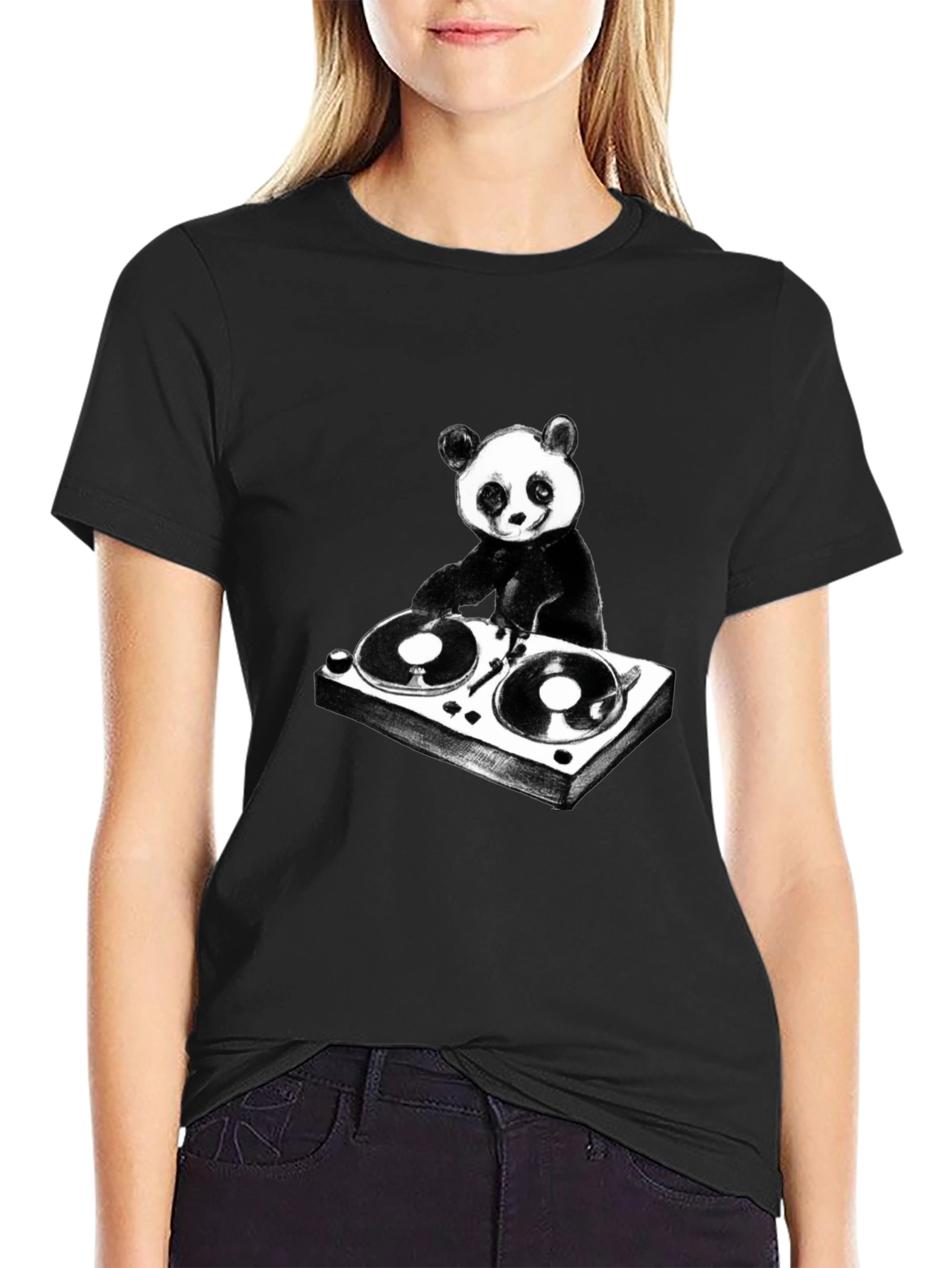 DJ Panda Graphic T-Shirt - Black Cotton Tee