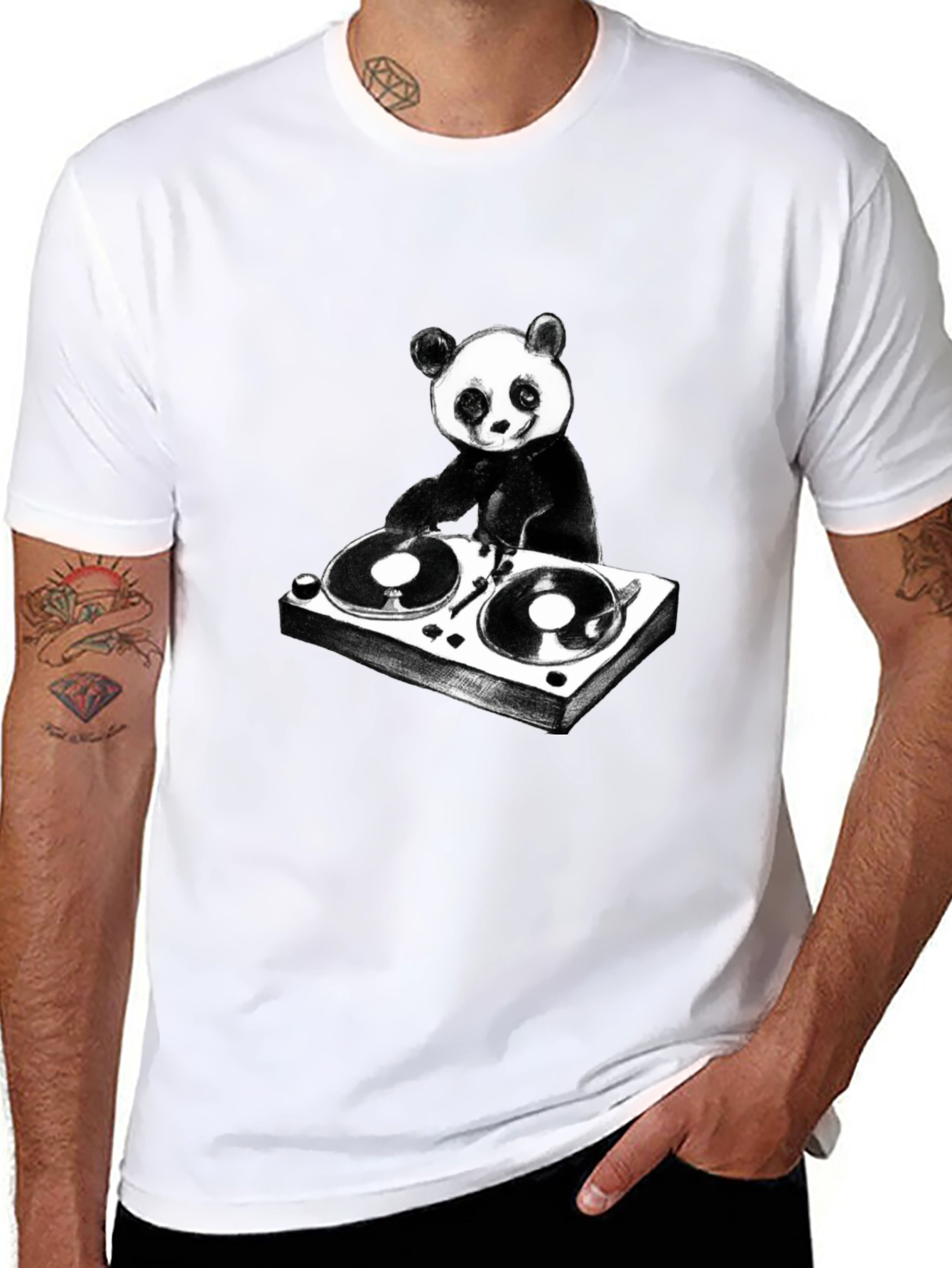 DJ Panda Graphic T-Shirt - Black Cotton Tee