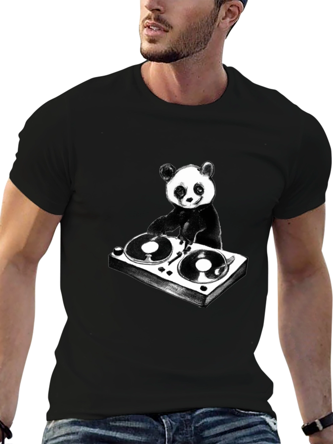 DJ Panda Graphic T-Shirt - Black Cotton Tee