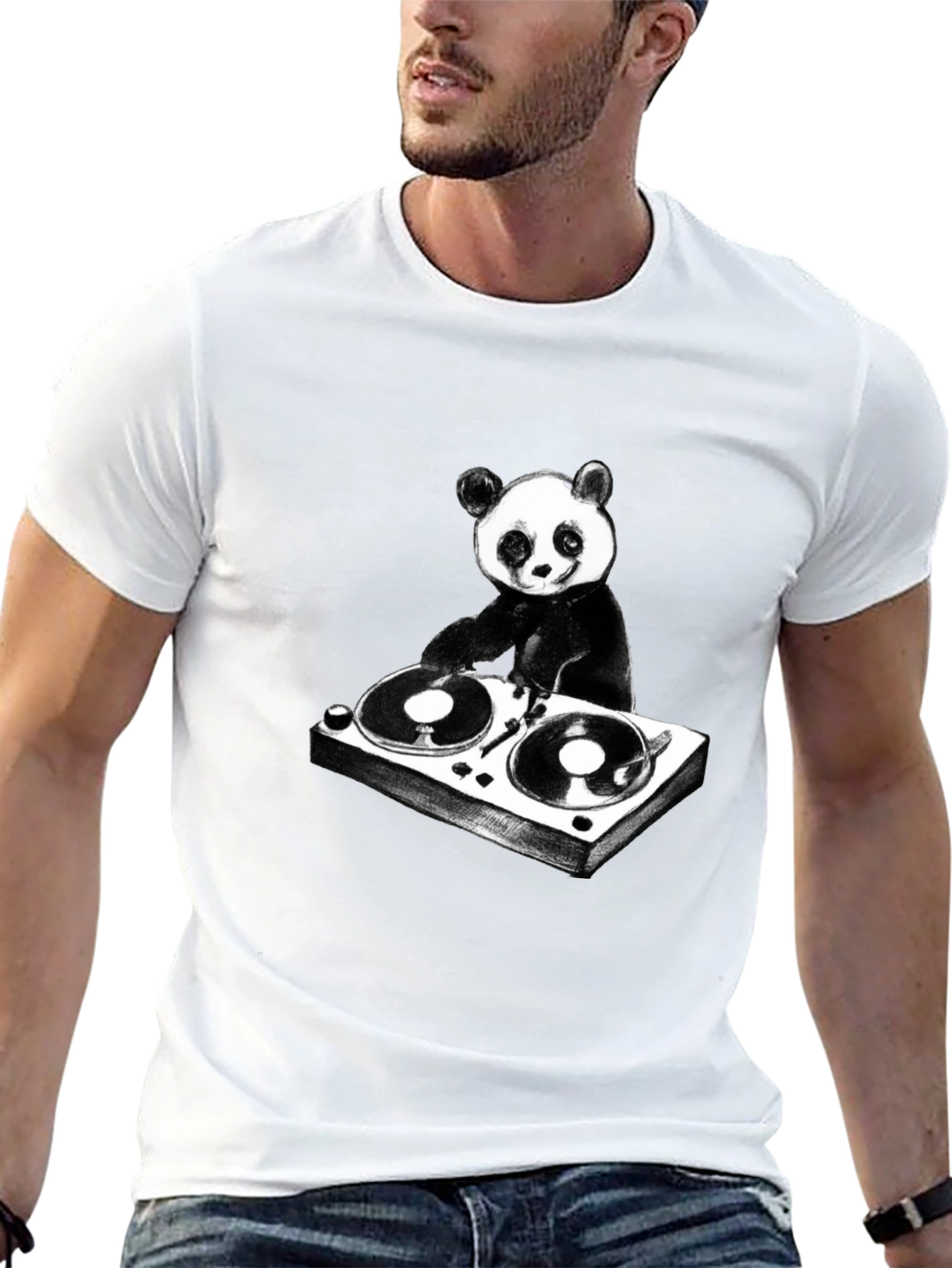 DJ Panda Graphic T-Shirt - Black Cotton Tee
