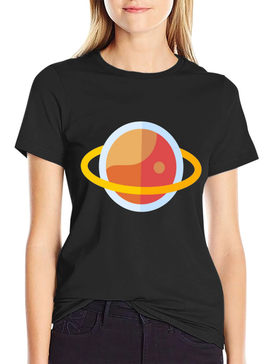 Cartoon Planet Graphic T-Shirt - Black