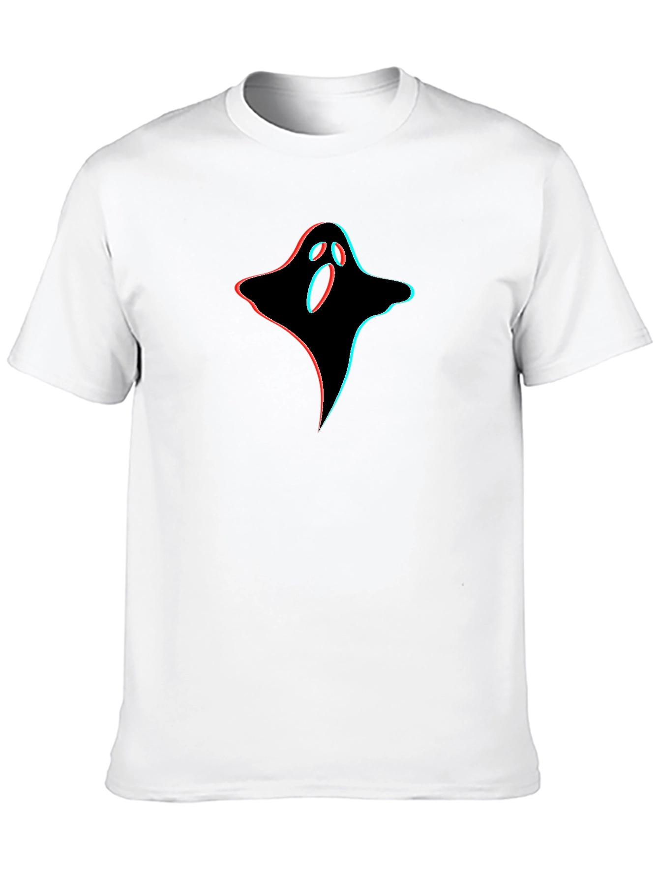 Spooky 3D Ghost Graphic Tee - Black Cotton T-Shirt