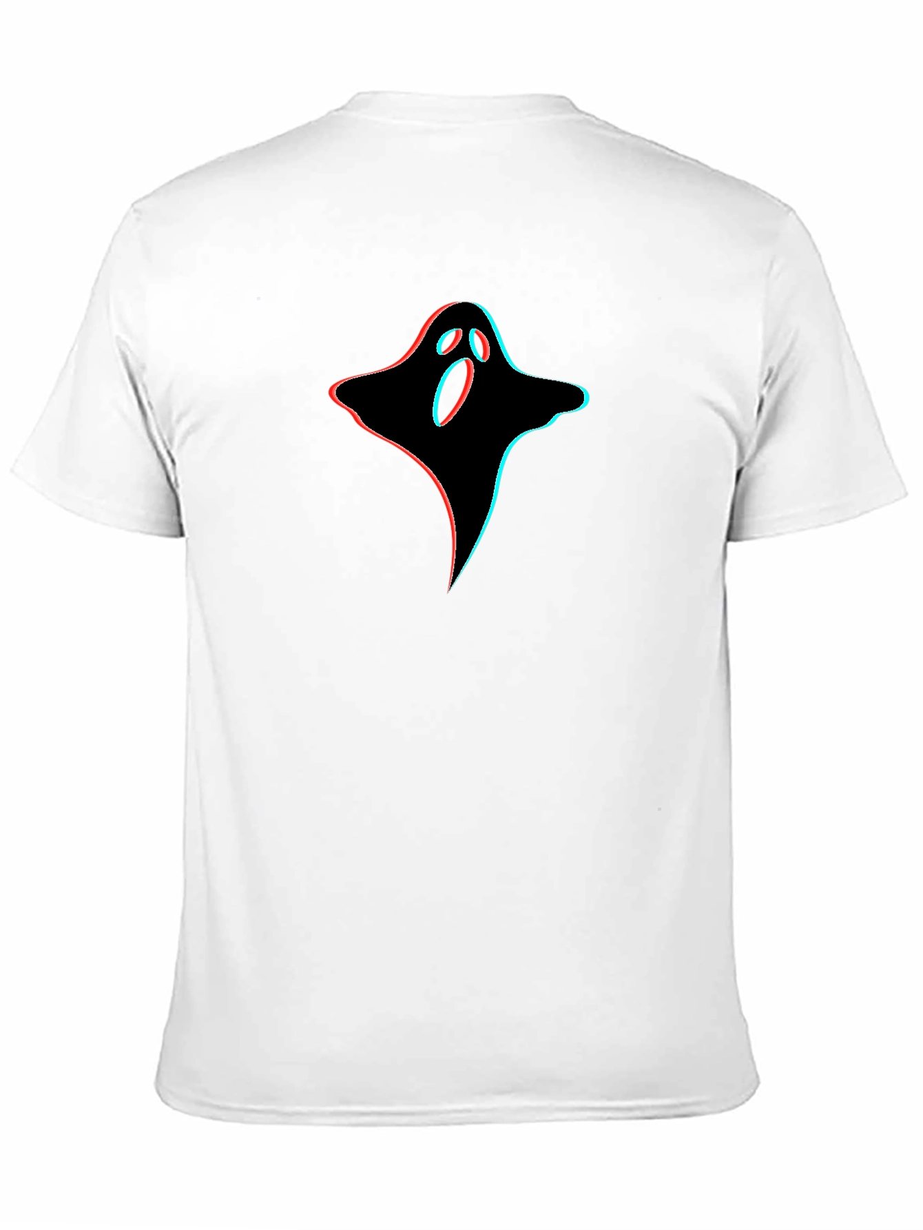 Spooky 3D Ghost Graphic Tee - Black Cotton T-Shirt