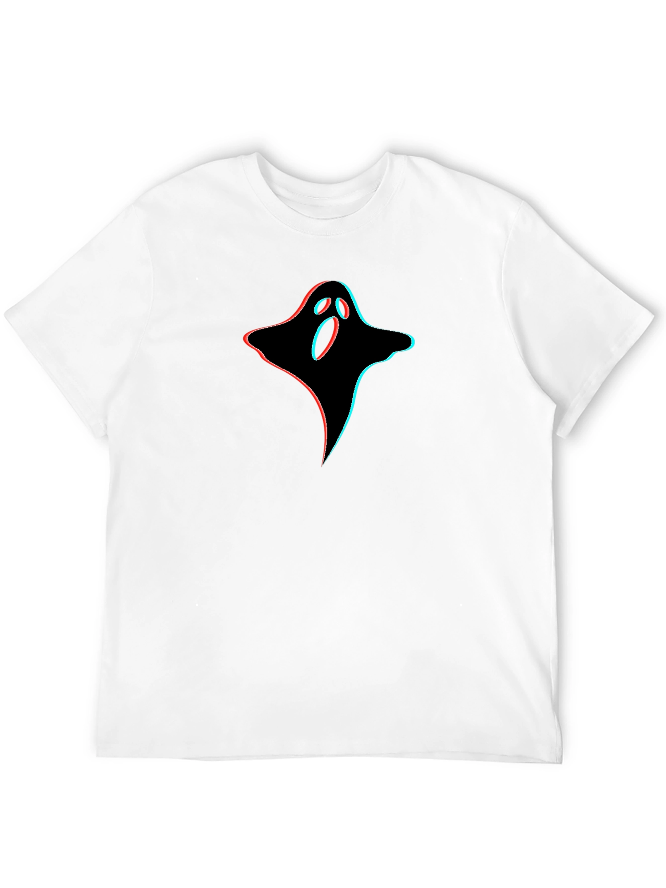 Spooky 3D Ghost Graphic Tee - Black Cotton T-Shirt