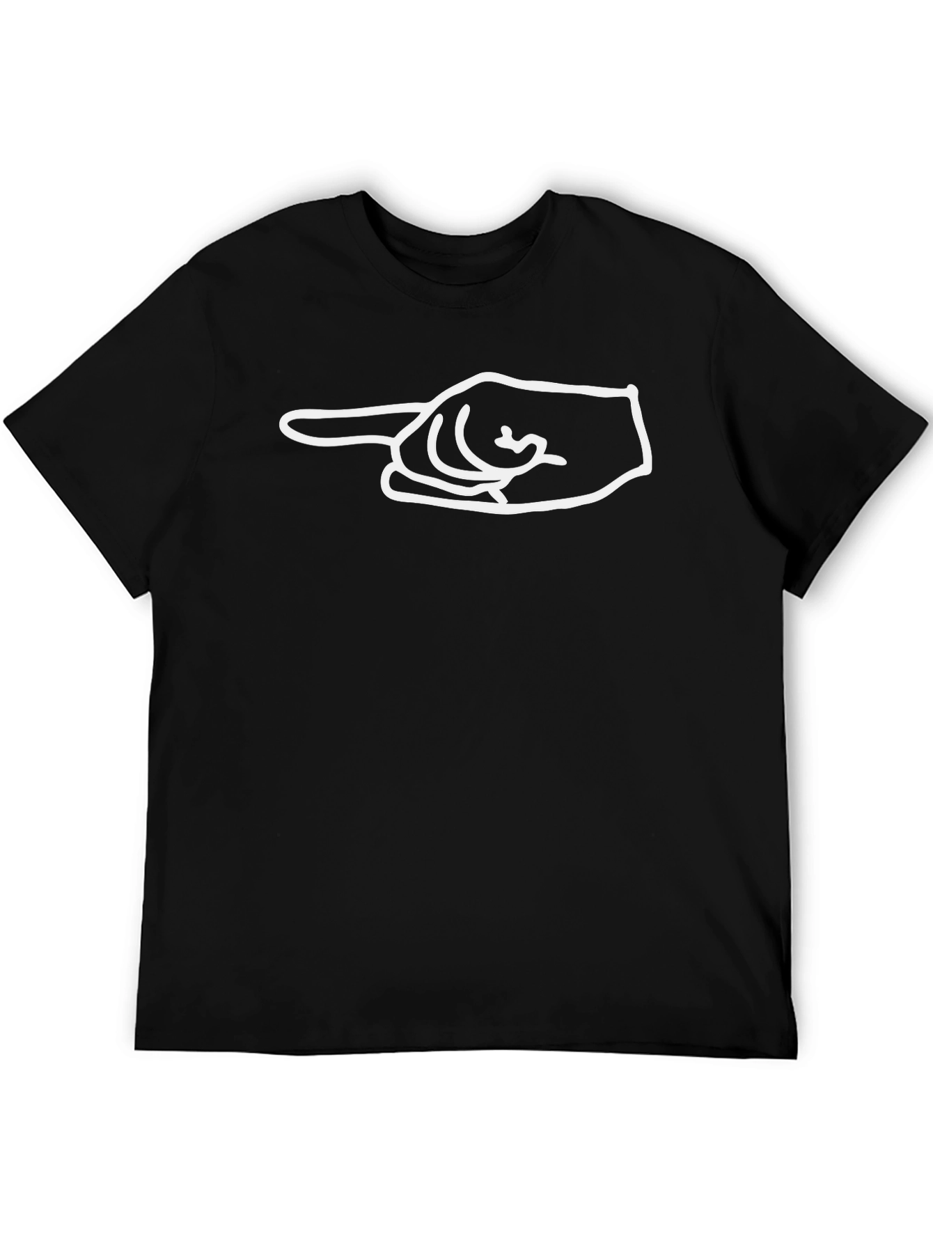 Pointing Hand Graphic Tee - Casual Black T-Shirt