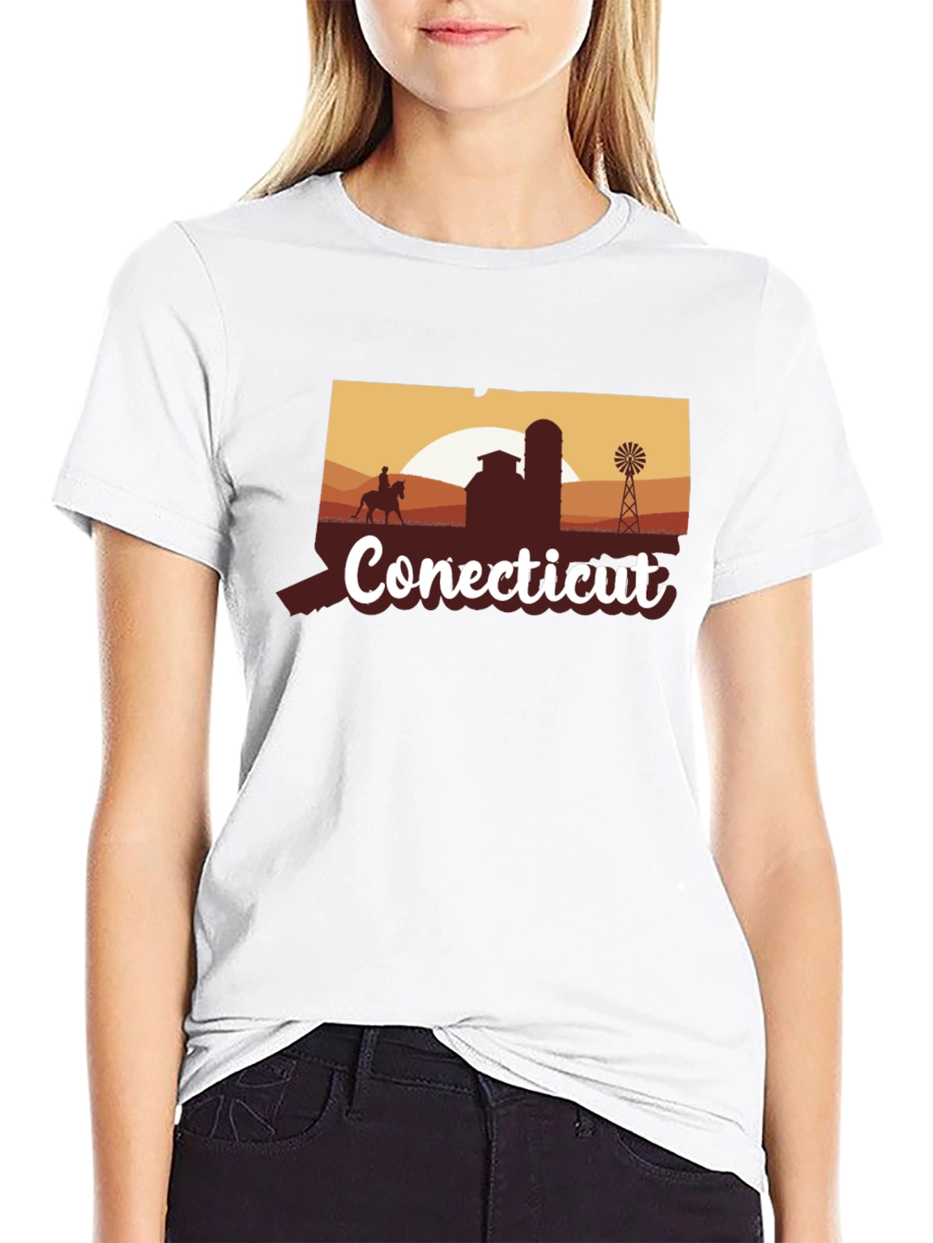 Connecticut Farm Silhouette Black T-Shirt