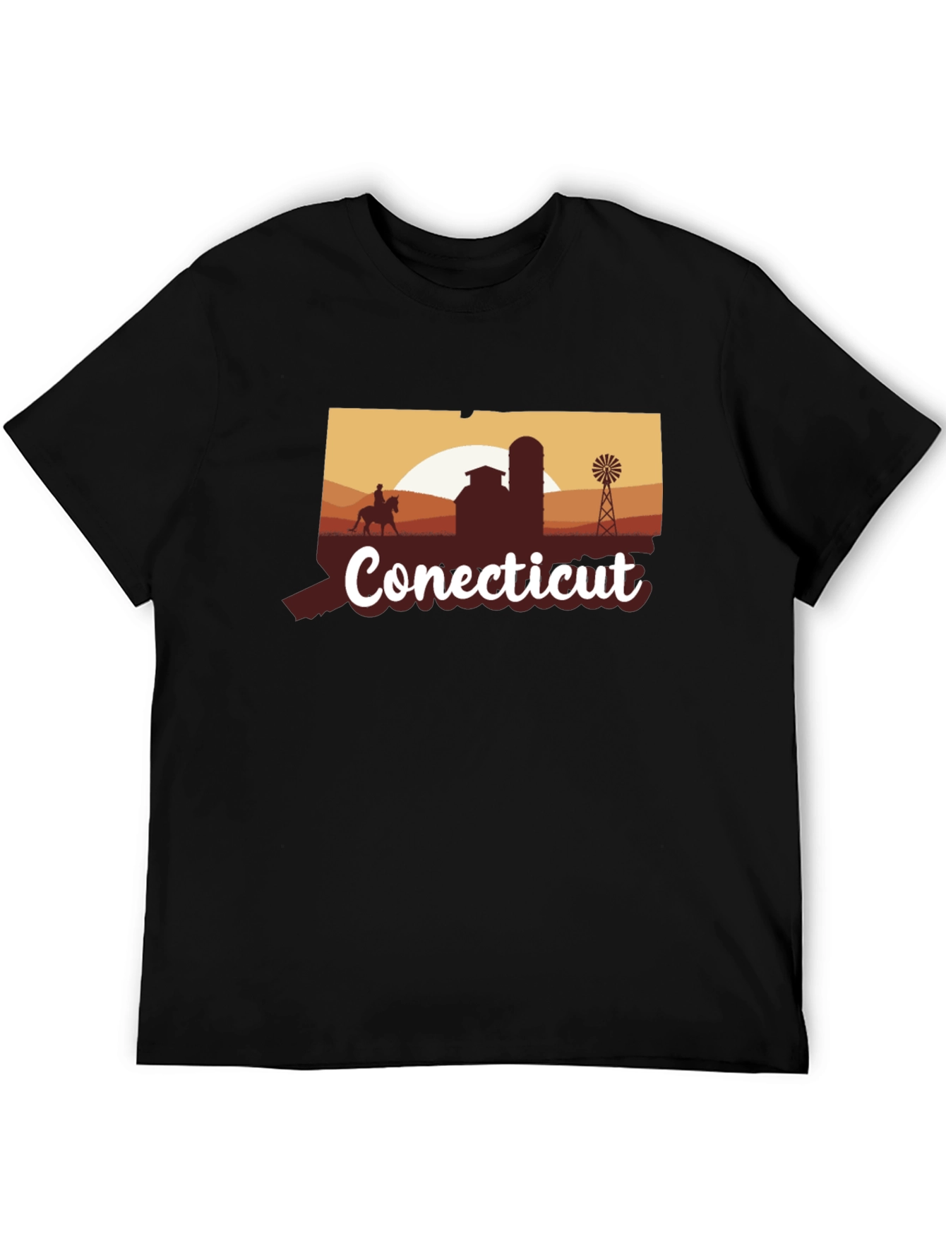 Connecticut Farm Silhouette Black T-Shirt