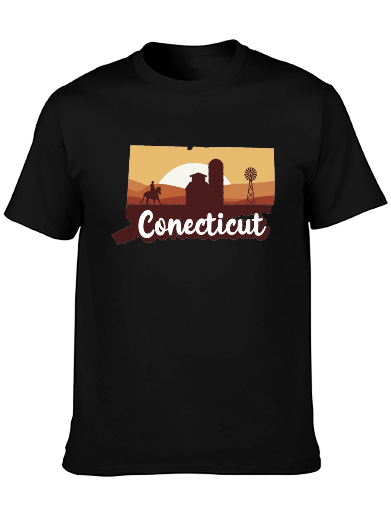 Connecticut Farm Silhouette Black T-Shirt