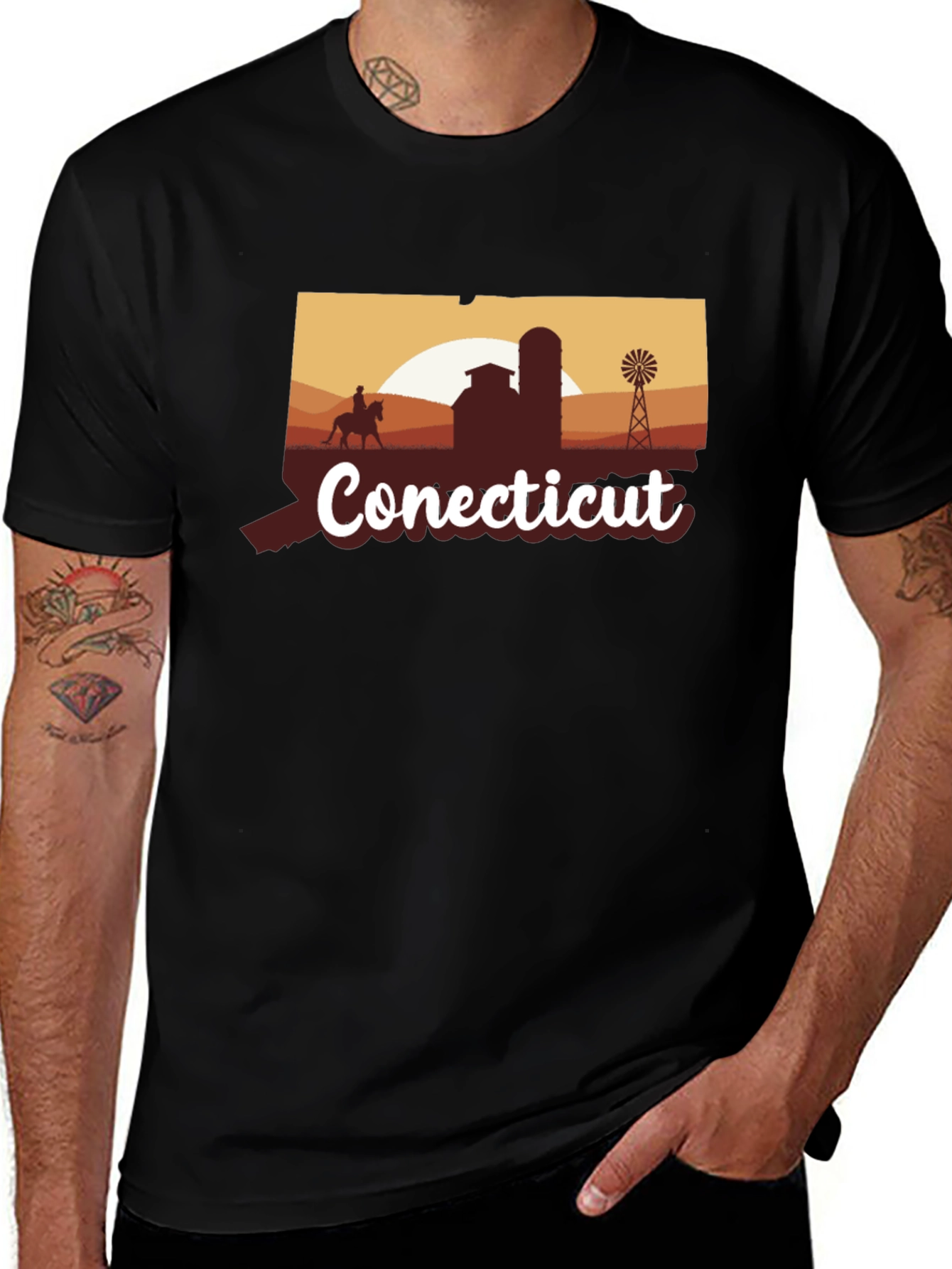 Connecticut Farm Silhouette Black T-Shirt
