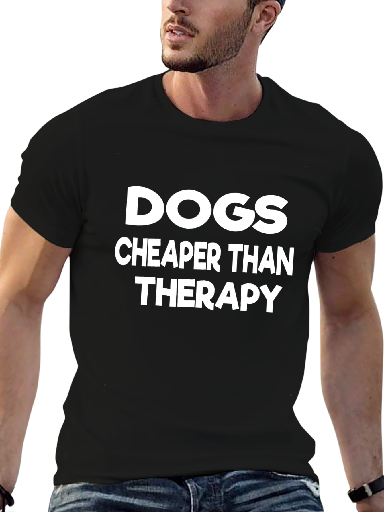 Dogs Cheaper Than Therapy Black Graphic Tee