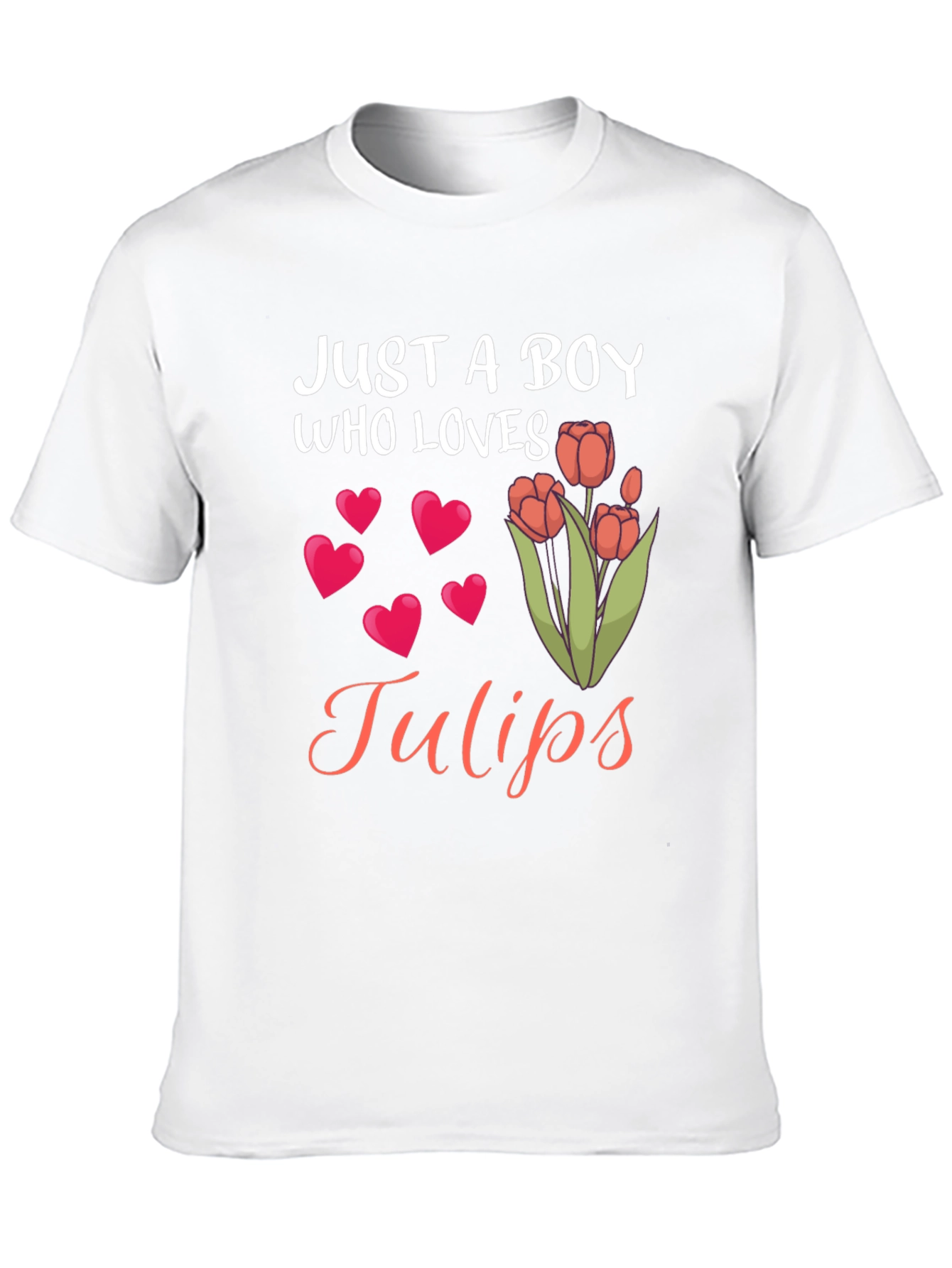 Just a Boy Who Loves Tulips Black T-Shirt