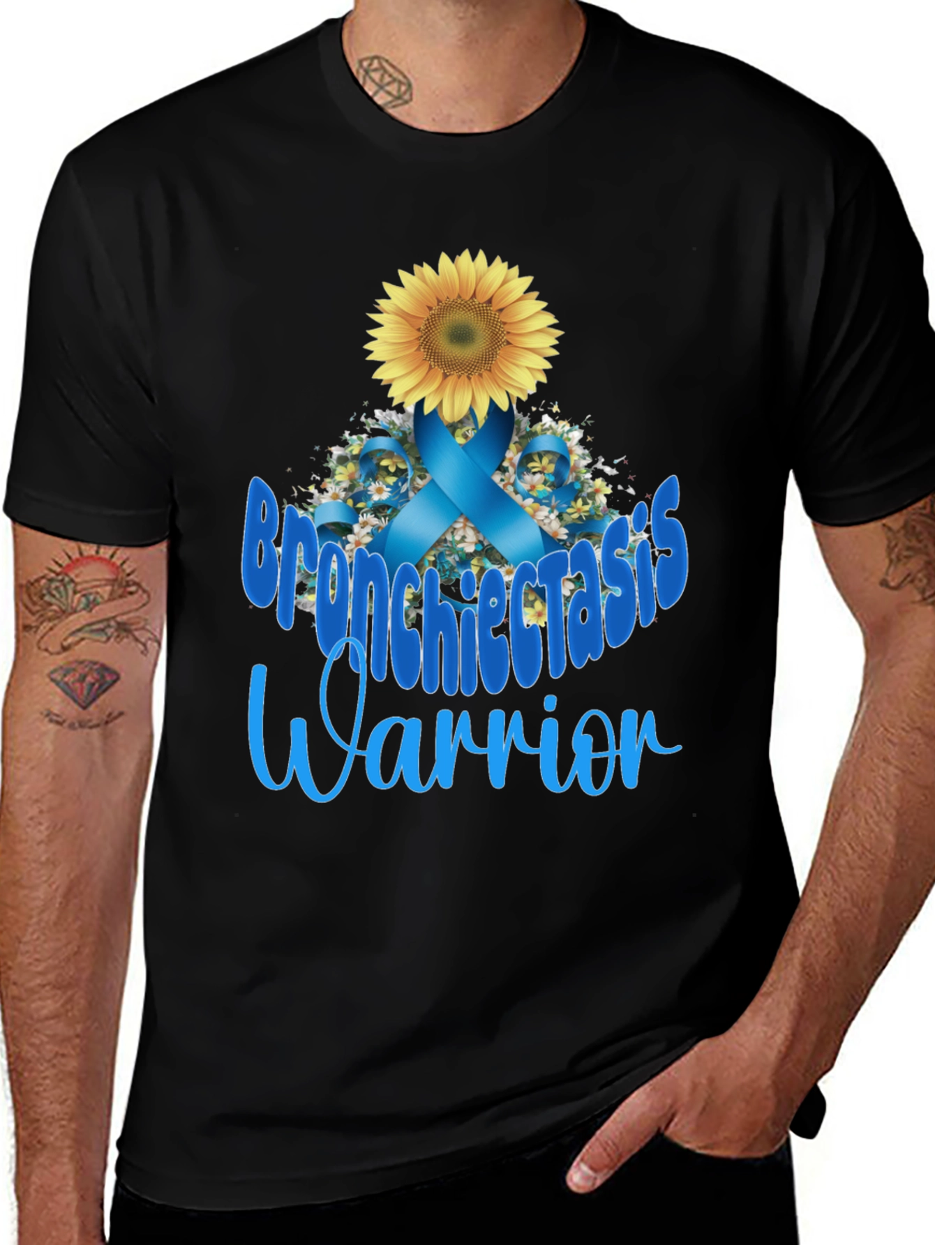 Bronchiectasis Warrior T-Shirt: Sunflower Ribbon Tee