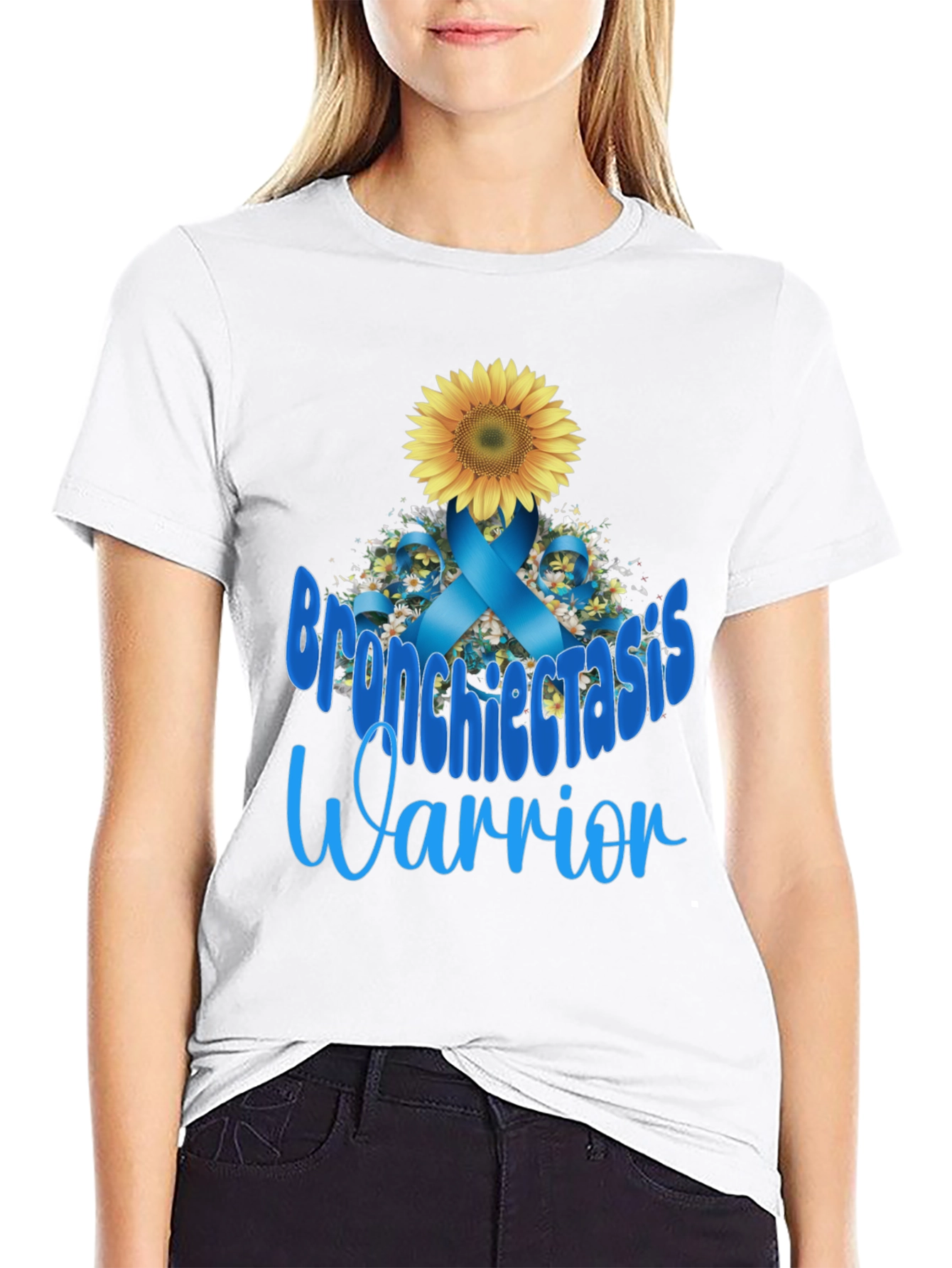 Bronchiectasis Warrior T-Shirt: Sunflower Ribbon Tee