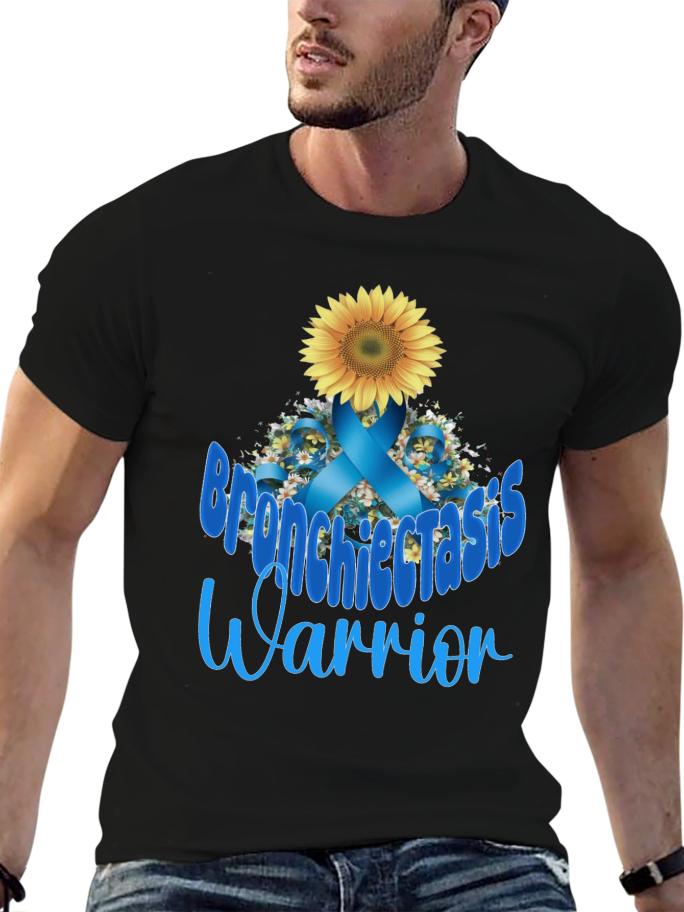 Bronchiectasis Warrior T-Shirt: Sunflower Ribbon Tee
